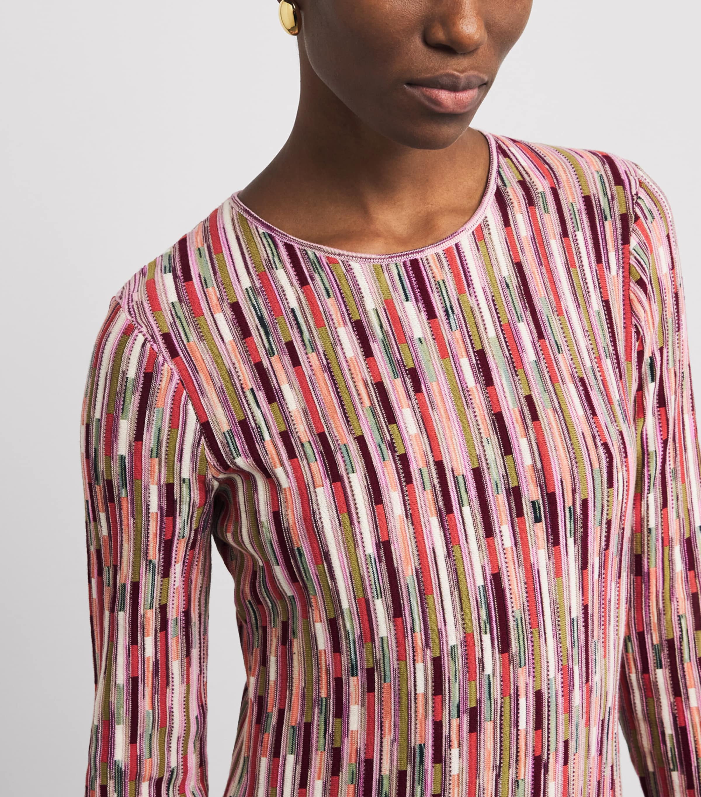 Cotton Stripe Estella Midi Dress ROSEWOOD Image 4