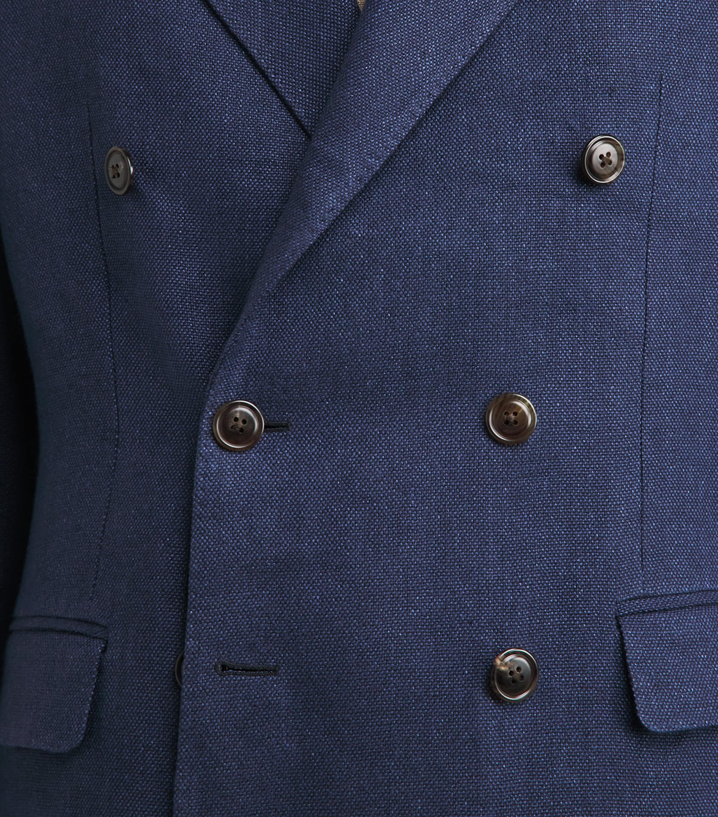 Polo Ralph Lauren Mens Linen Double-Breasted Suit Jacket Navy Image 3