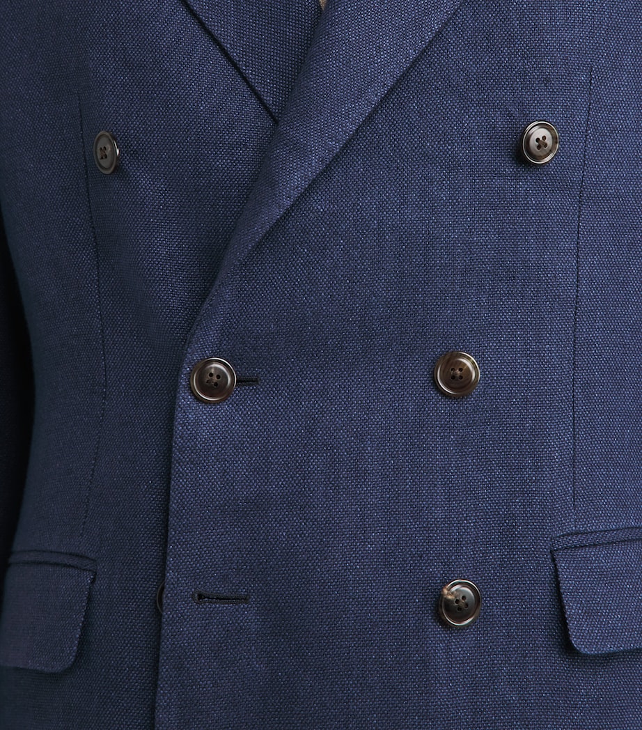 Polo Ralph Lauren Mens Linen Double-Breasted Suit Jacket Navy Image 3