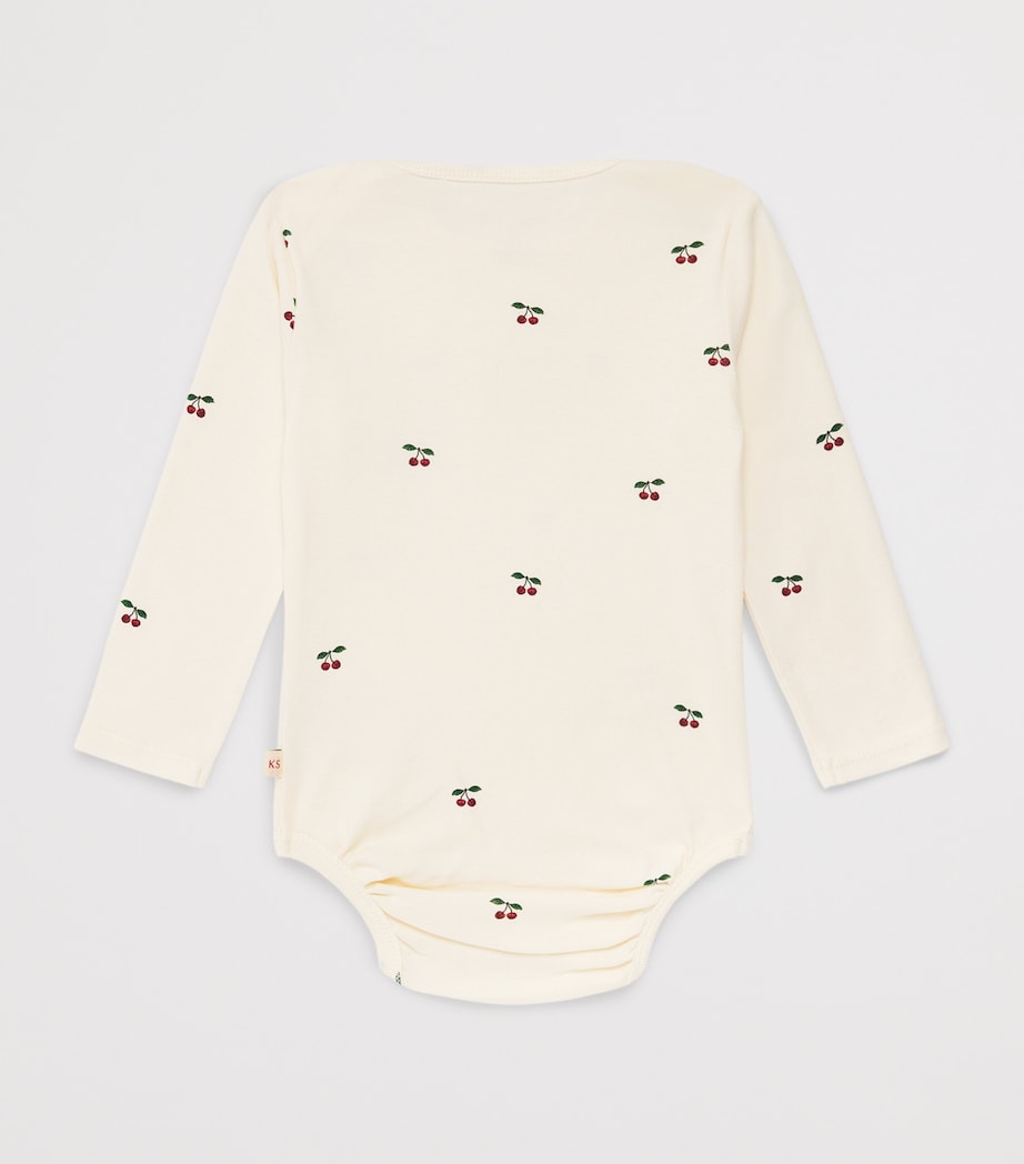 KONGES SLOJD Organic Cotton Cherry Print Bodysuit (9 Months-2 Years) Image 2
