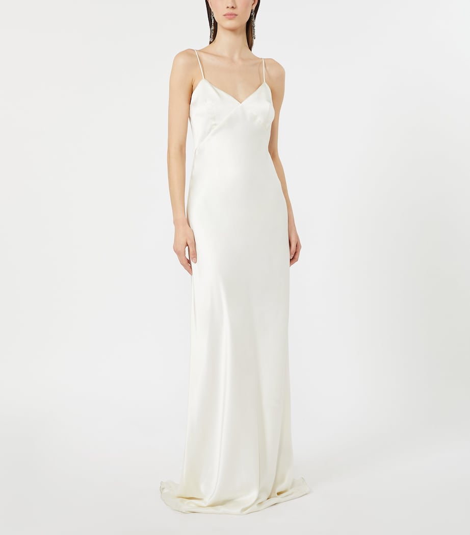 Max Mara Womens Silk V-Neck Maxi Dress Silk Image 3