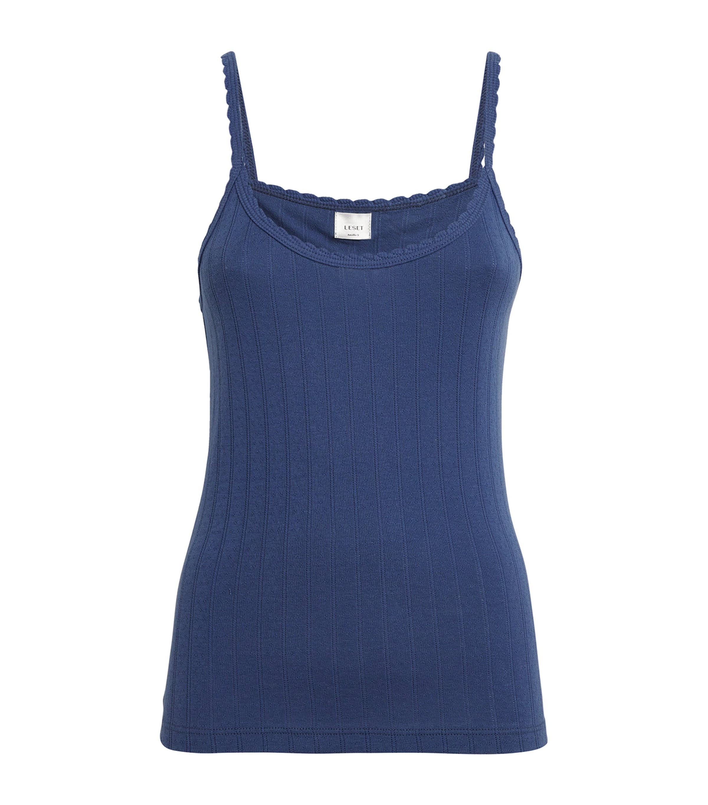 Shop Leset Pointelle Tank Top In Blue