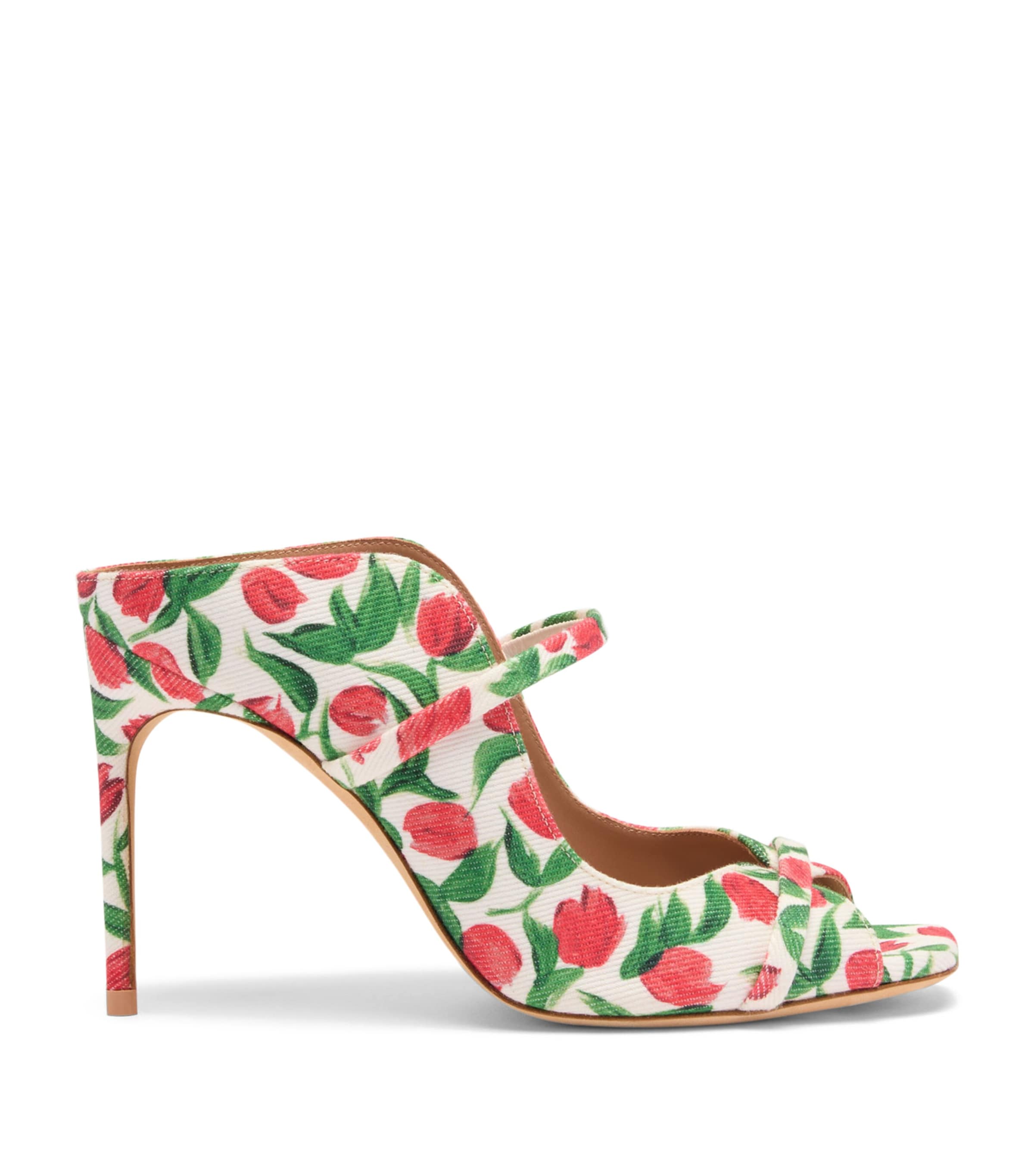 Malone Souliers Canvas Tulip Print Noah Heeled Sandals 90 Red Image 1