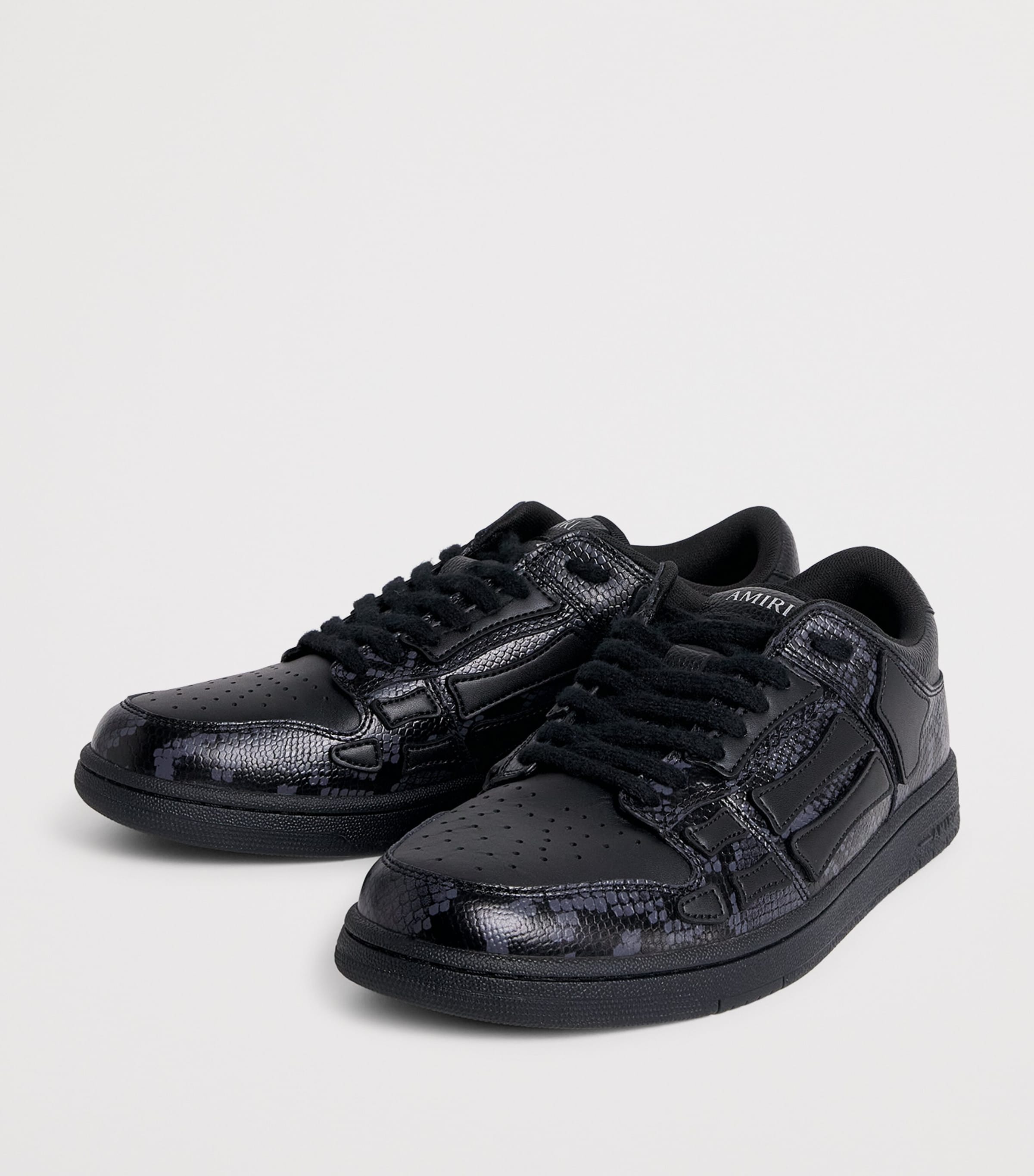 AMIRI Leather Python-Print Skel Top Low Sneakers Black Image 3