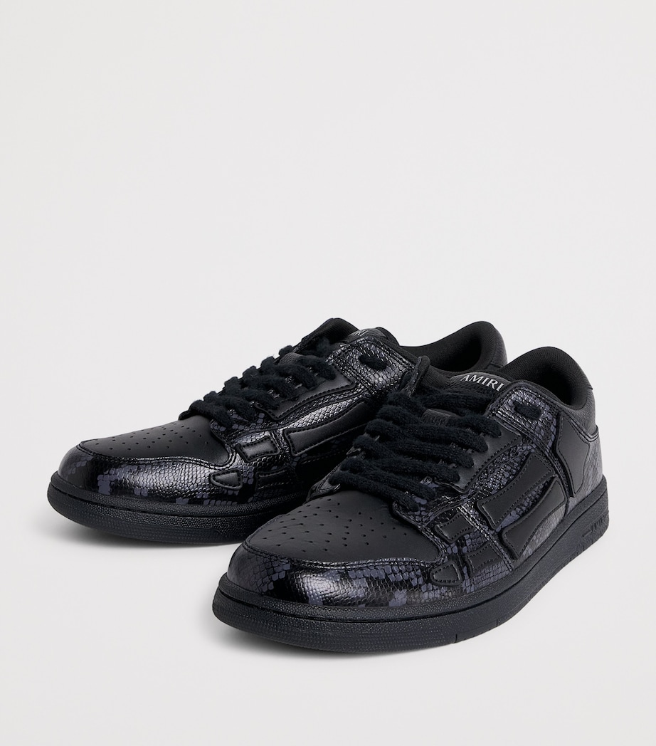 AMIRI Leather Python-Print Skel Top Low Sneakers Black Image 3