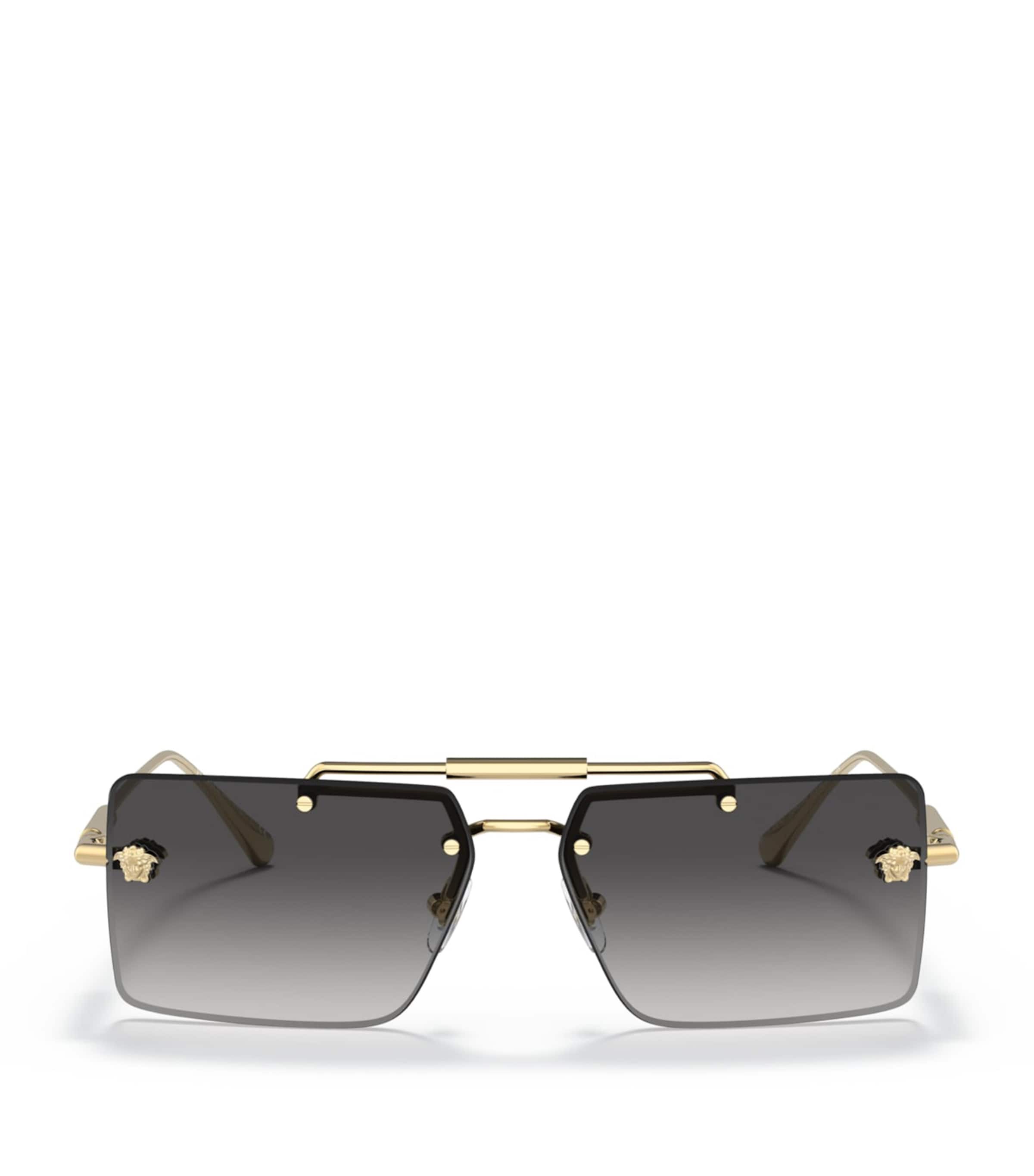 Versace Rimless Rectangle Sunglasses Gold Image 1