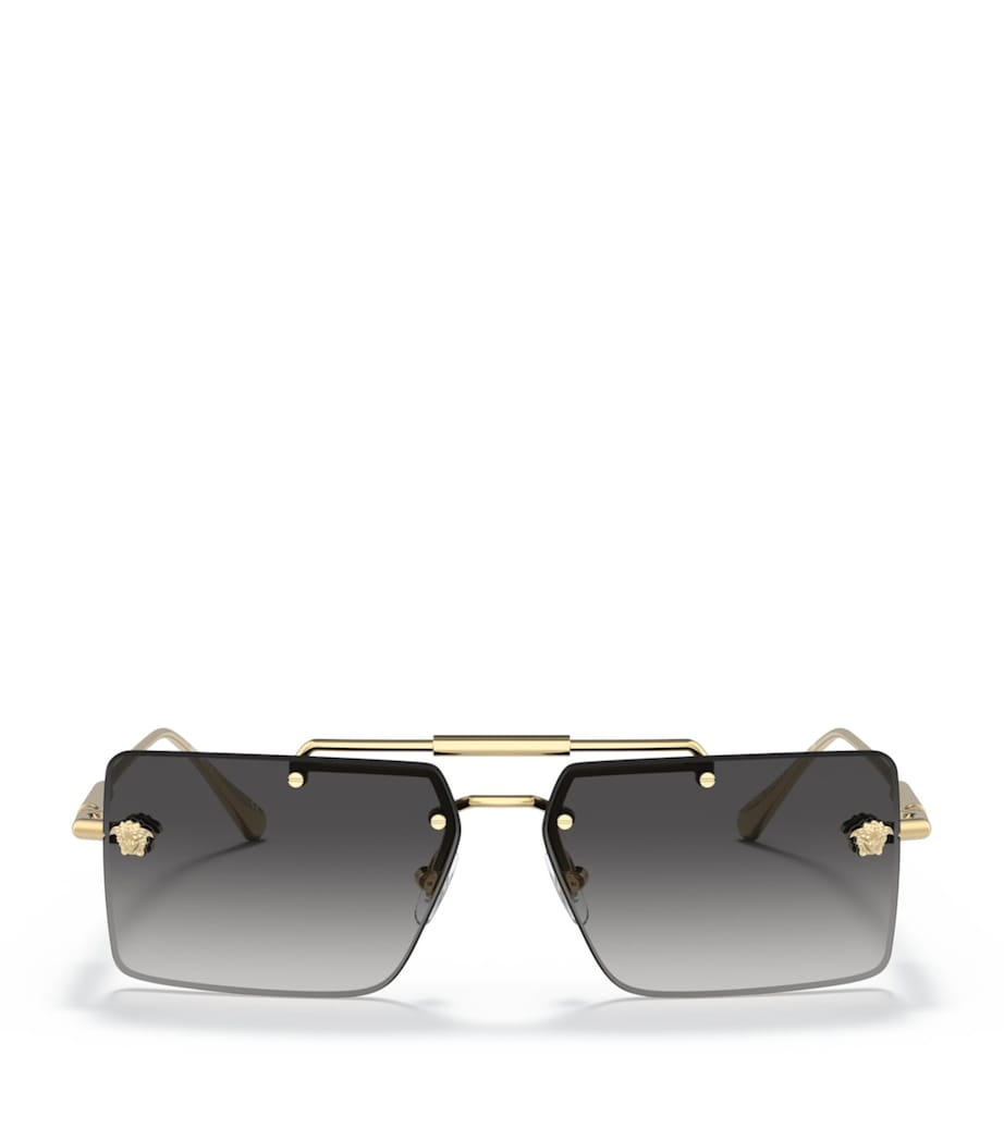 Versace Rimless Rectangle Sunglasses Gold Image 1