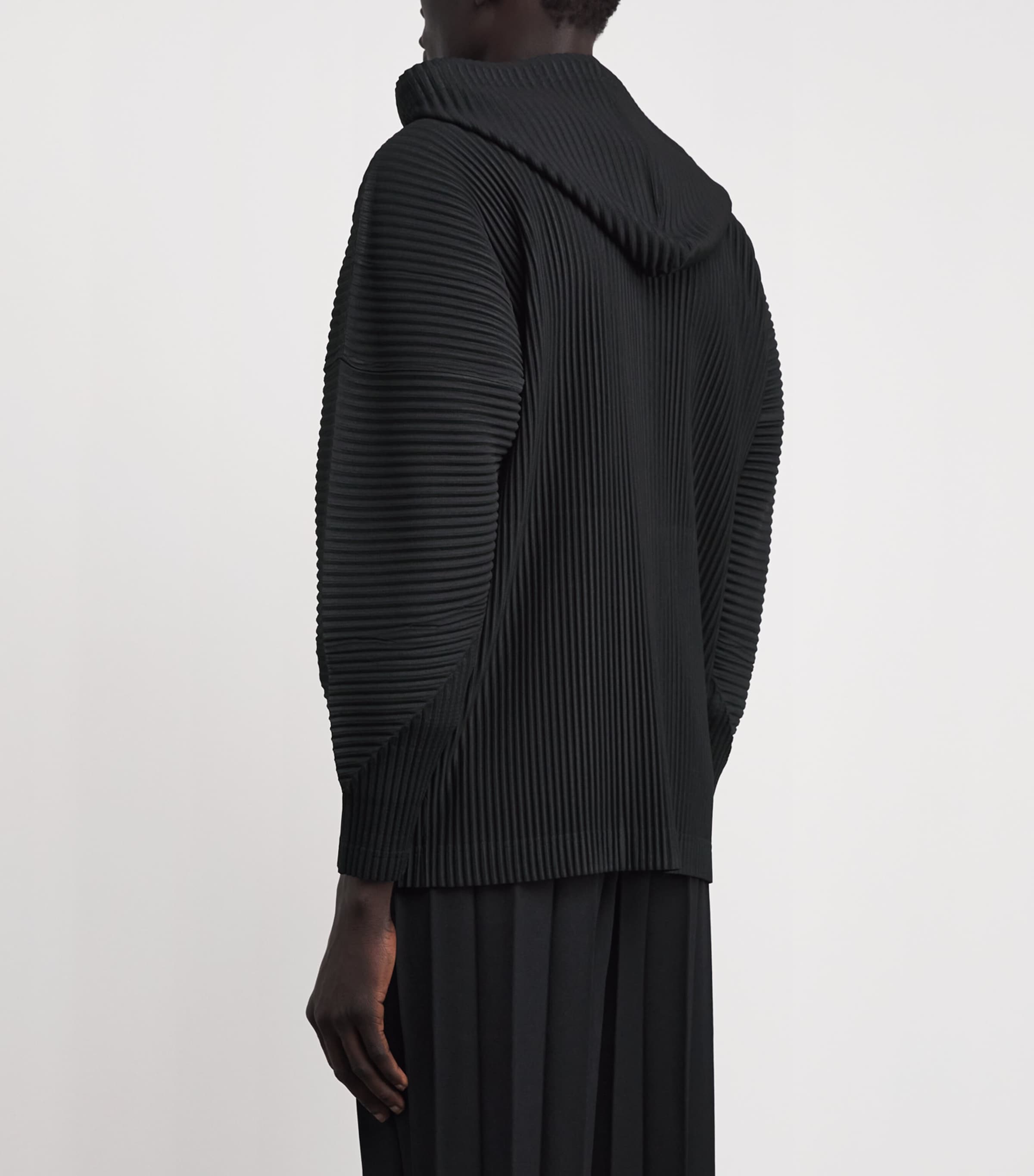 Homme Plissé Issey Miyake Mens Pleated Hoodie Black Image 5