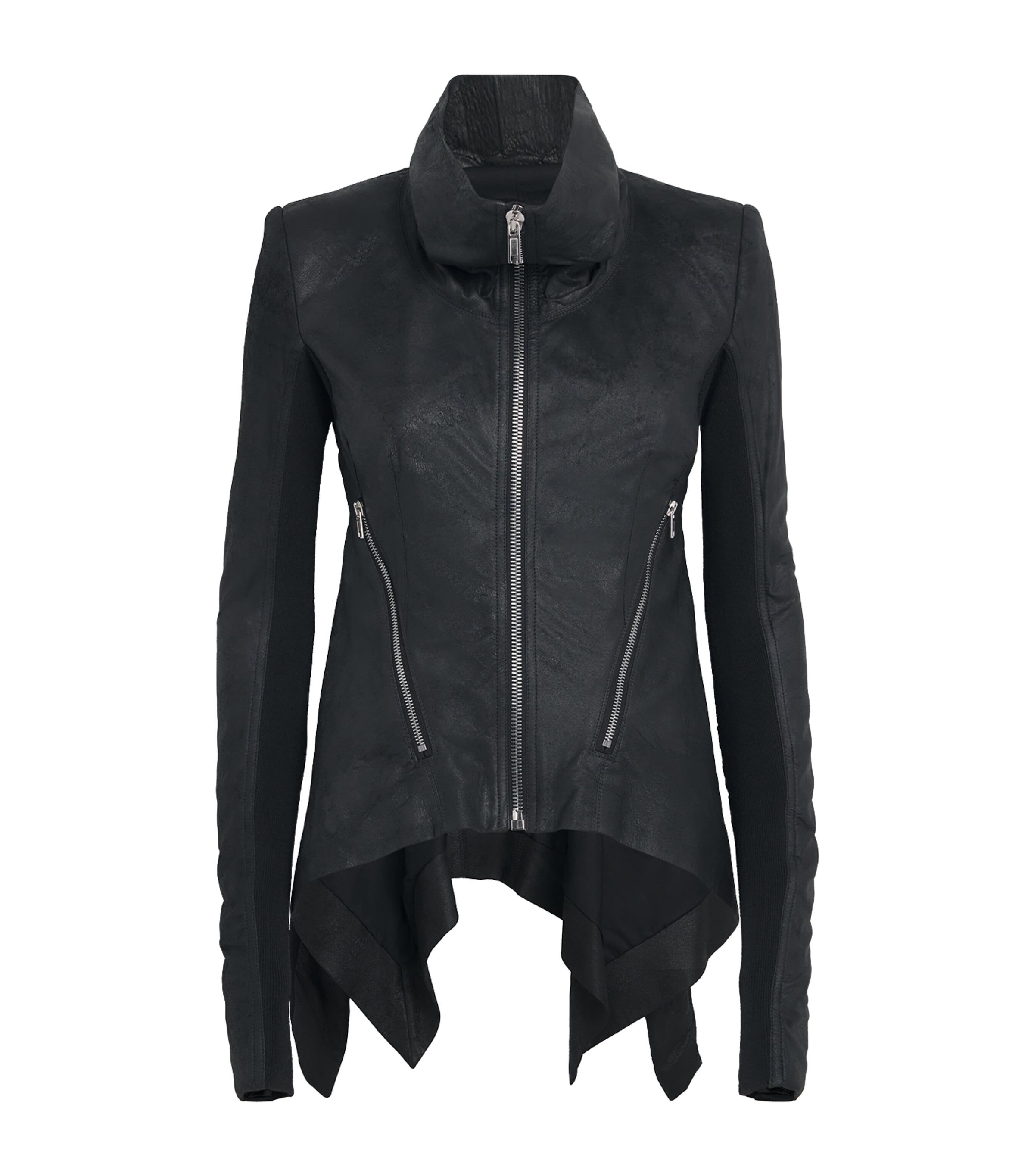 Rick Owens Naska Leather Jacket In Black