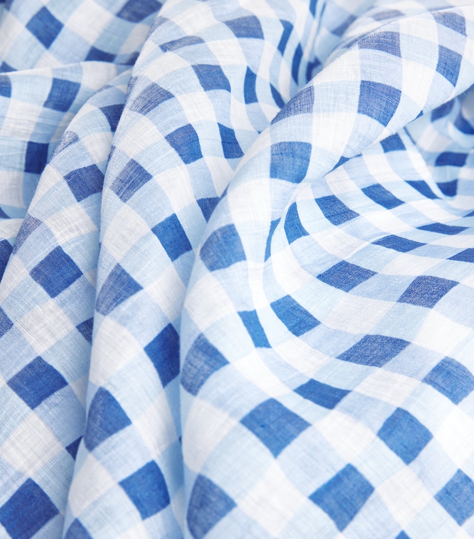 Sandro Paris Womens Linen-Blend Gingham Maxi Dress Blu / White Image 6
