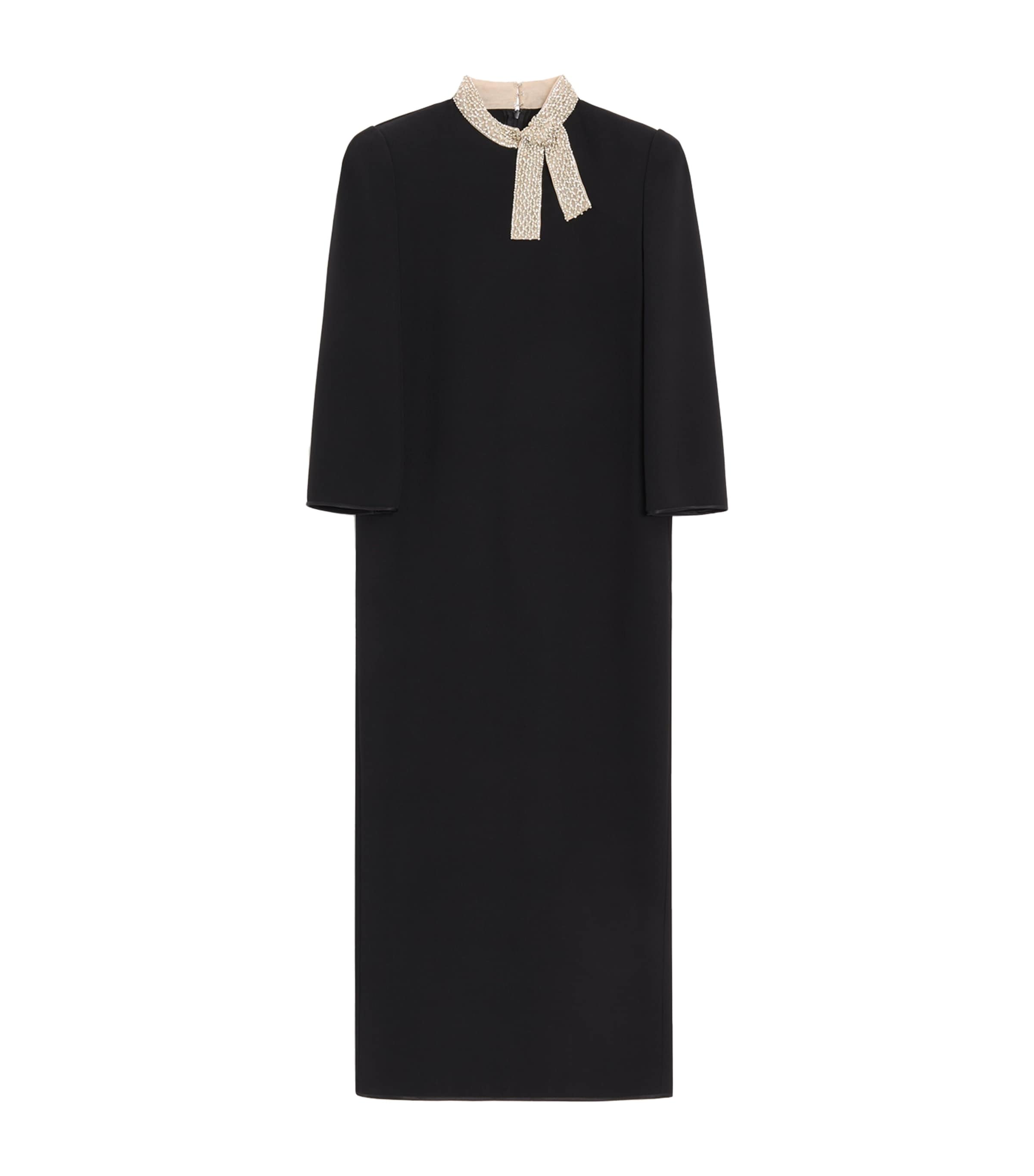 Valentino Womens Silk Embellished-Collar Midi Dress Nud Image 1