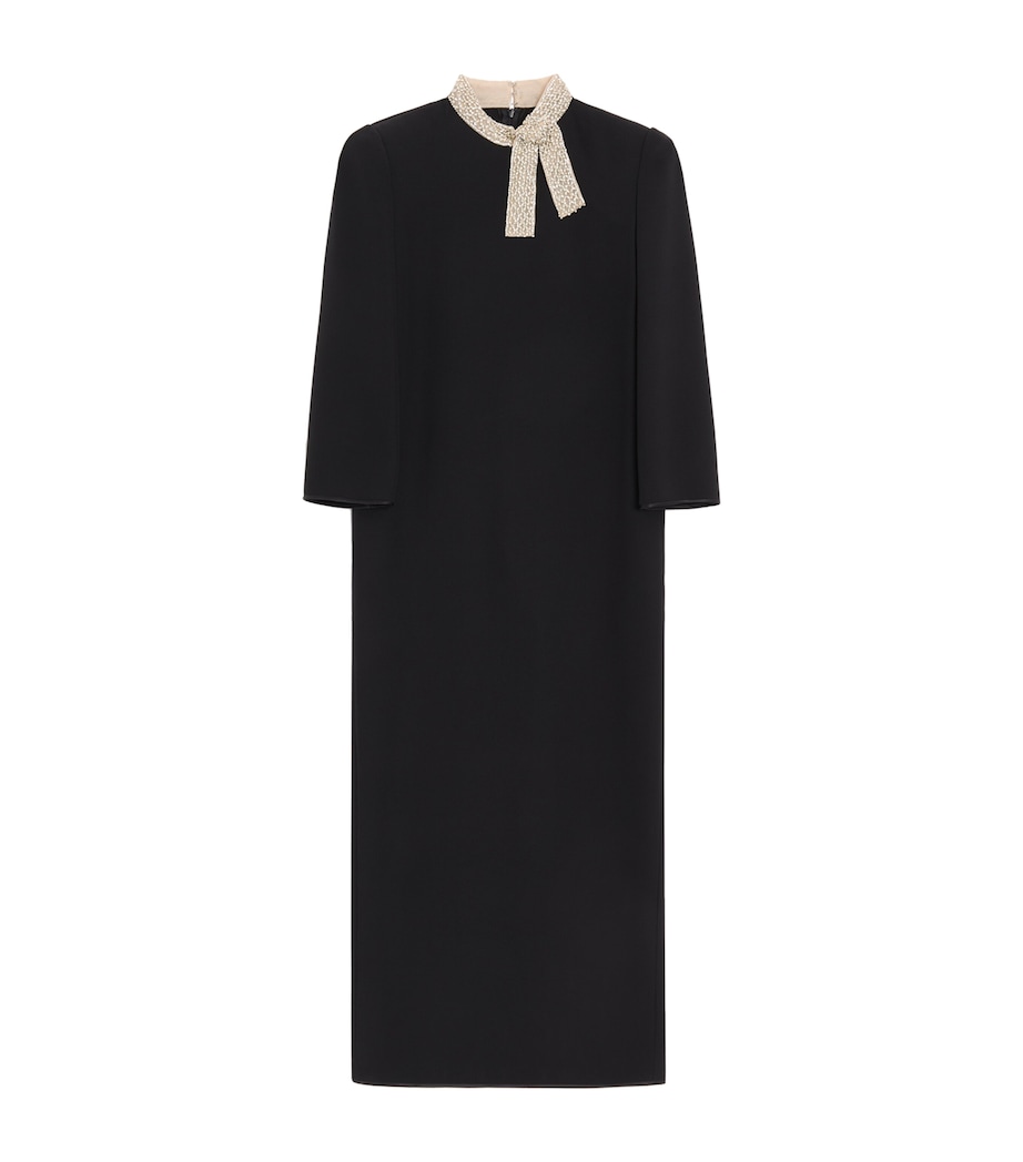 Valentino Womens Silk Embellished-Collar Midi Dress Nud Image 1