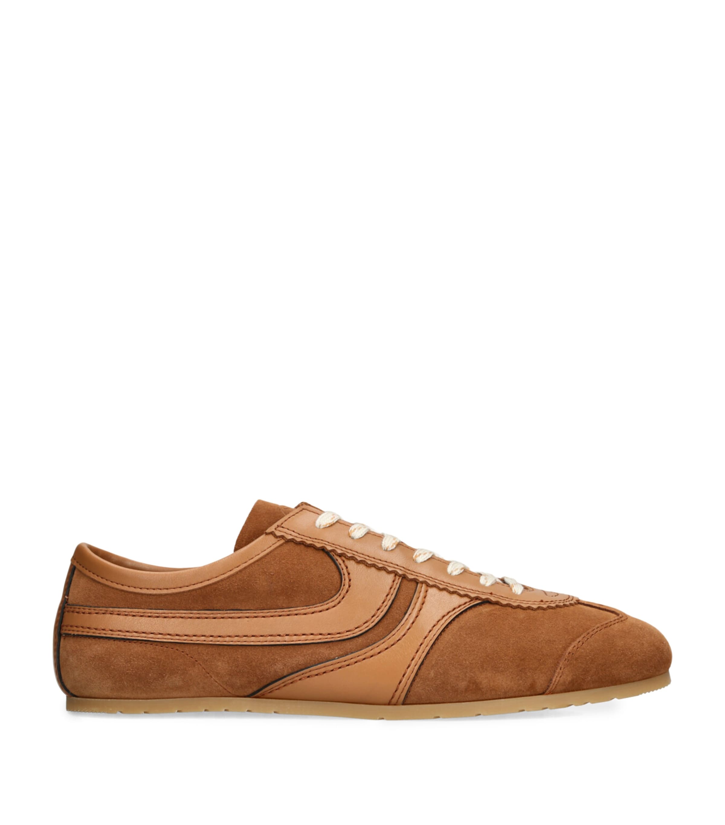 DRIES VAN NOTEN Suede Low-Top Sneakers Tan Image 1