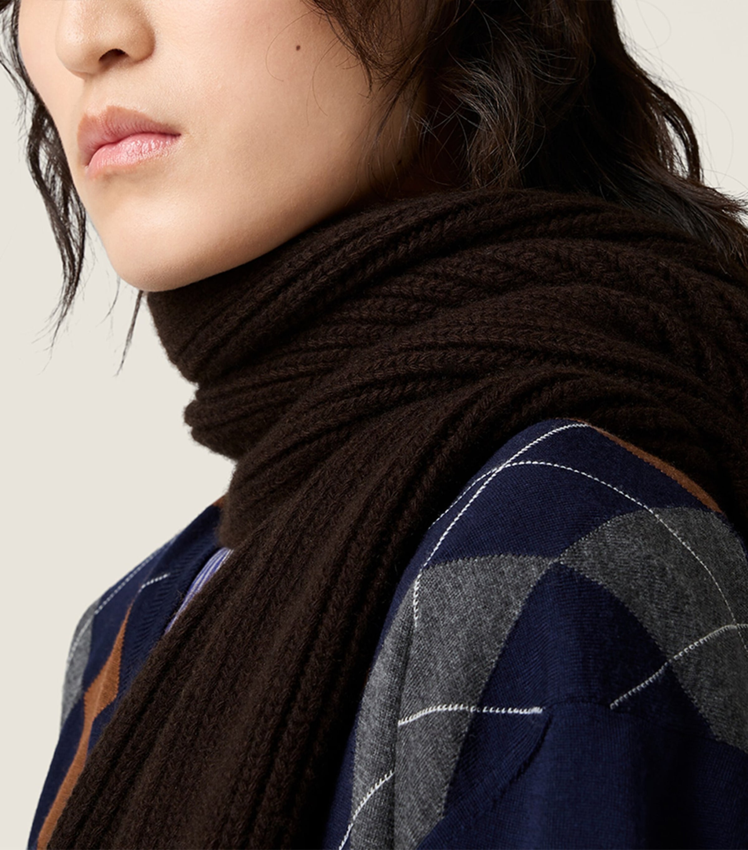 Miu Miu Brown Wool-Cashmere Logo Scarf | Harrods UK