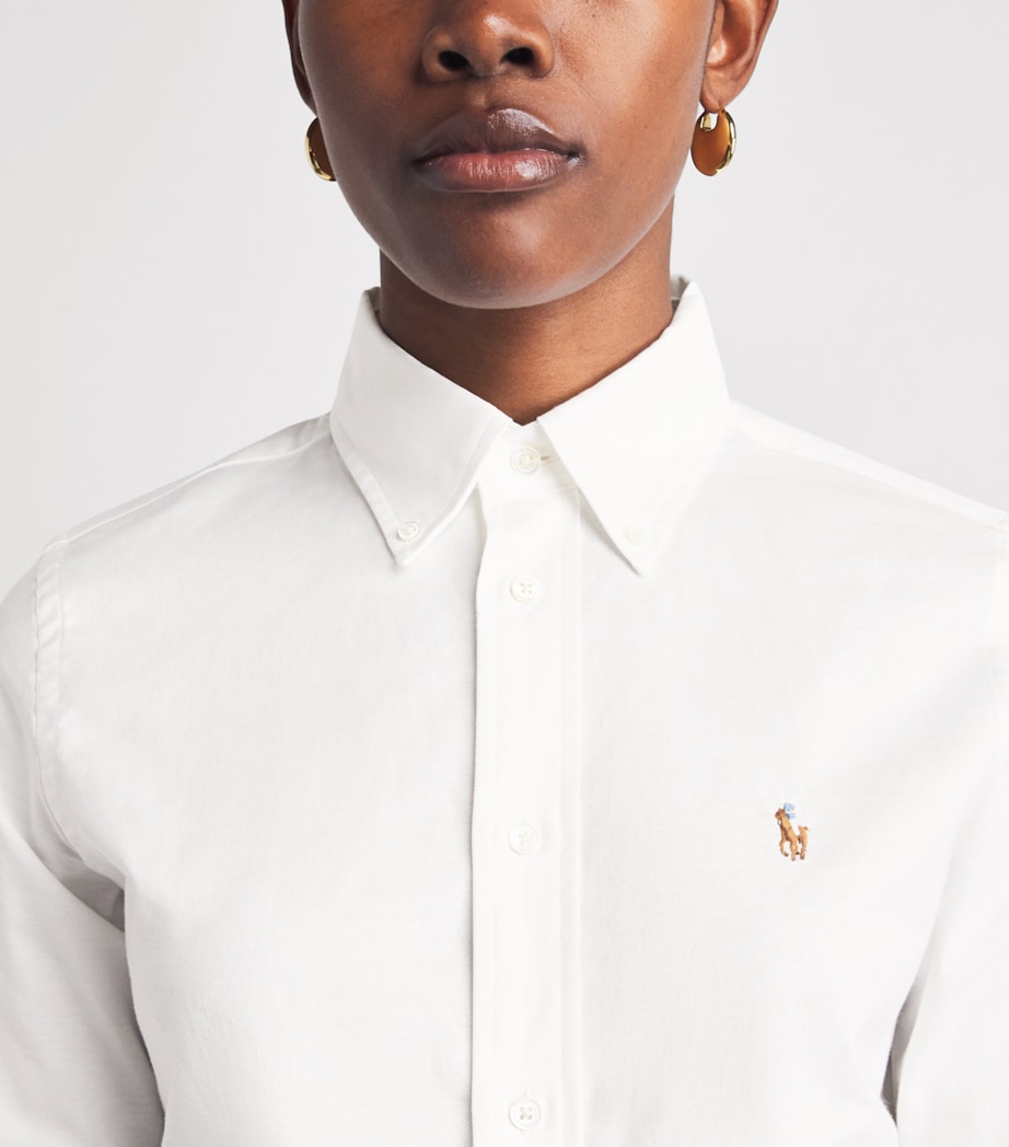Polo Ralph Lauren Womens Slim-Fit Oxford Shirt Bsr White Image 3