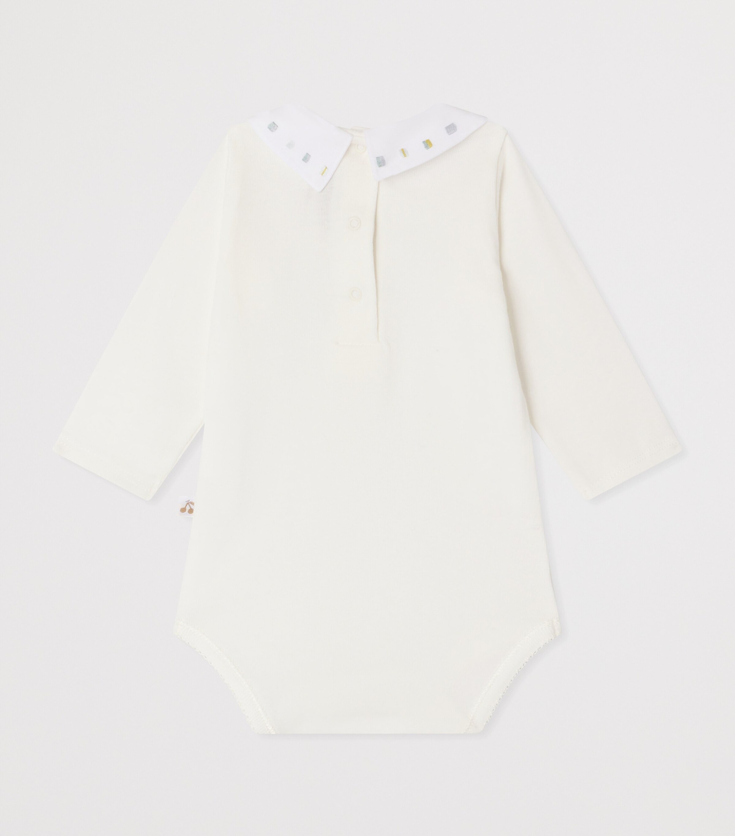 Bonpoint Cotton Embroidered Julliet Bodysuit (1-24 Months) Blanc Lait Image 2