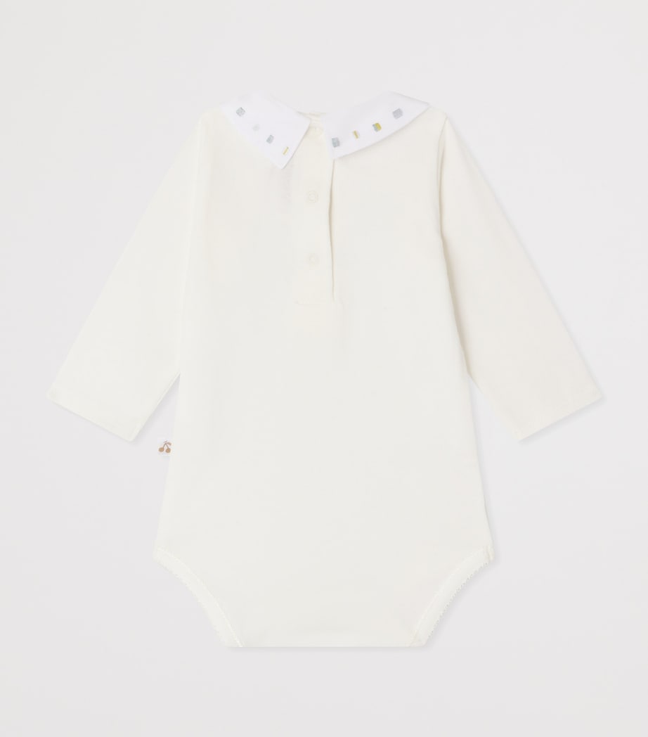 Bonpoint Cotton Embroidered Julliet Bodysuit (1-24 Months) Blanc Lait Image 2