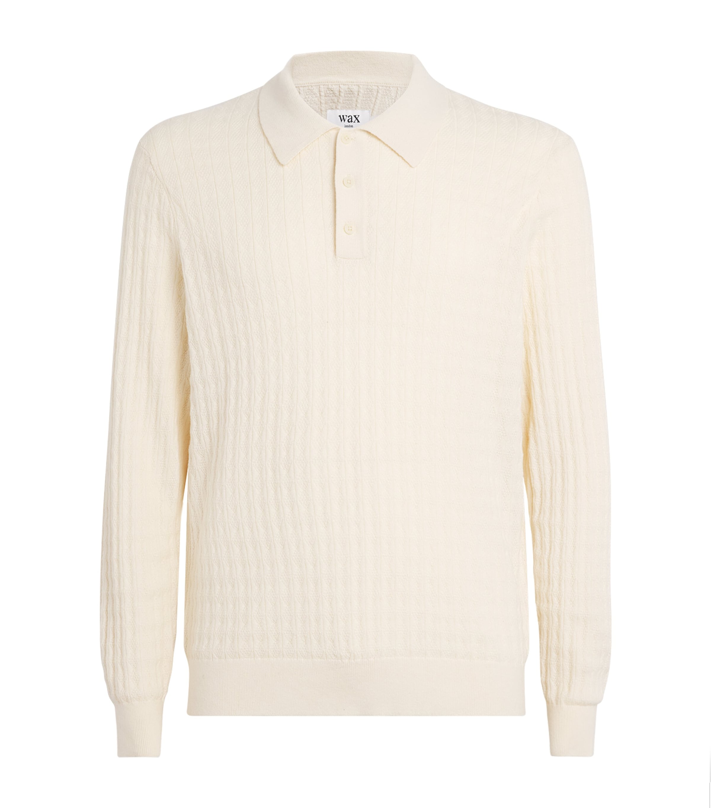 Wax London Mens Cotton-Cashmere Oban Polo Sweater Ecru Image 1