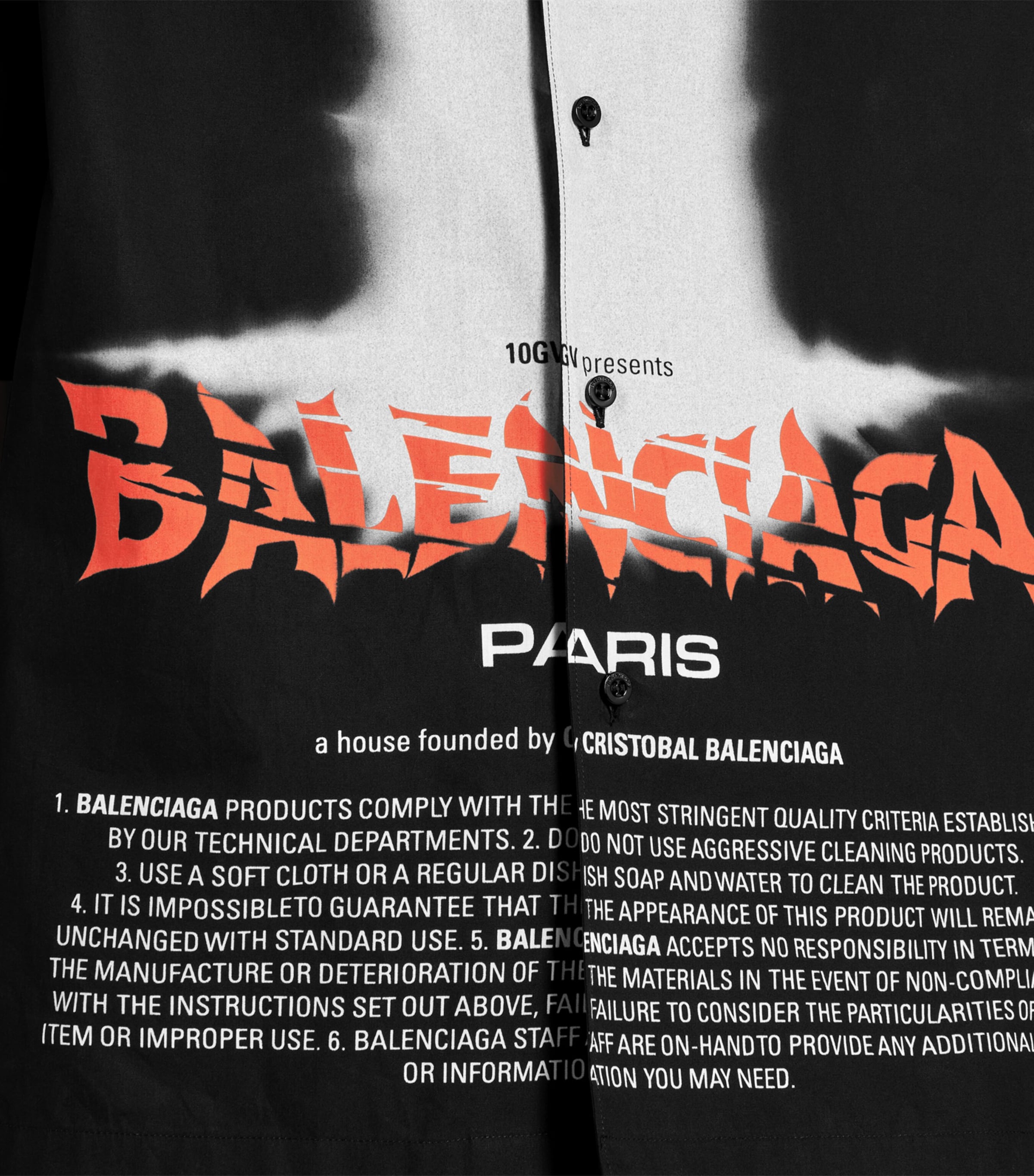 Balenciaga Mens Graphic Print Bowling Shirt Image 6