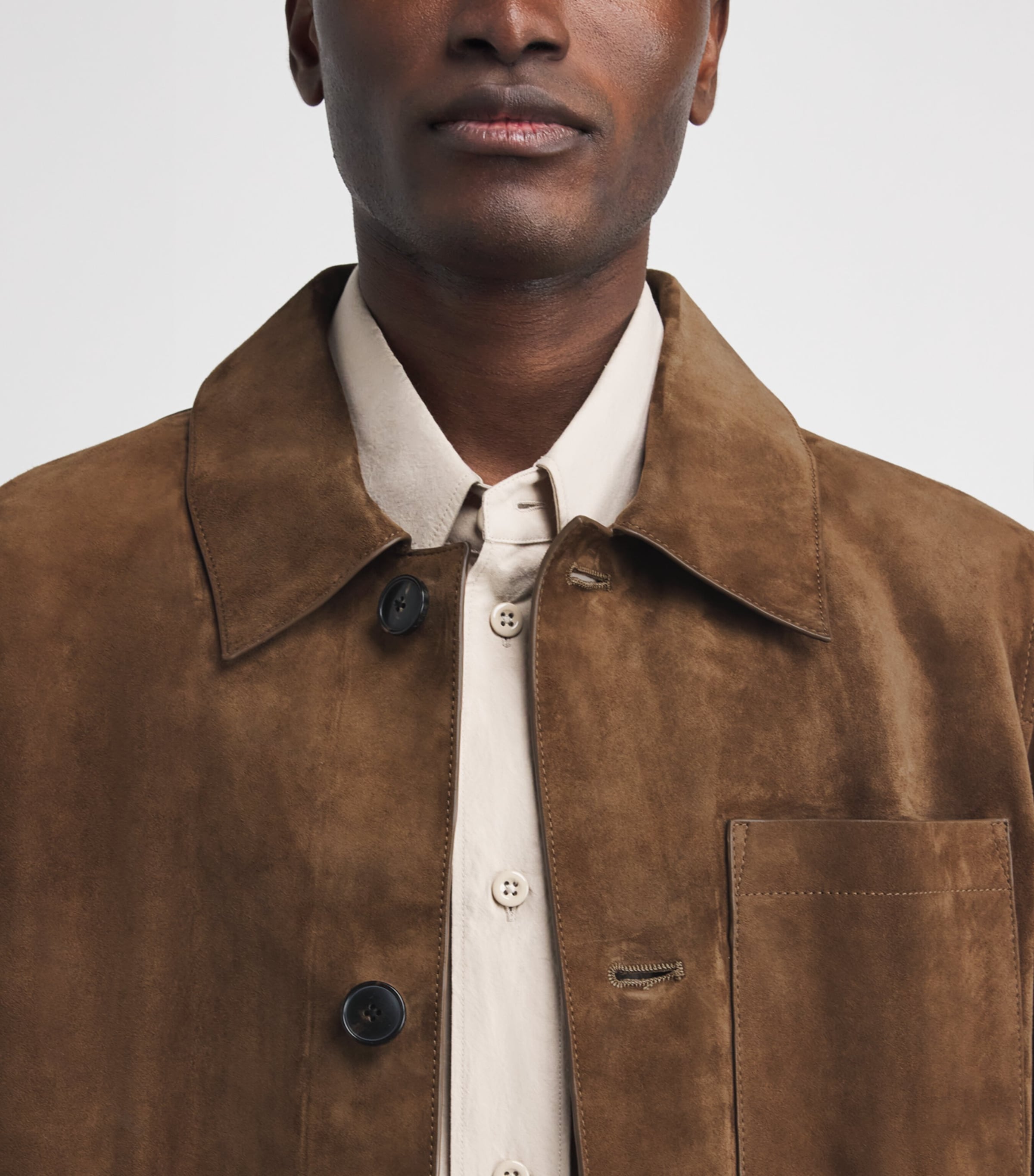 Yves Salomon Mens Suede Overshirt Brandy Image 3