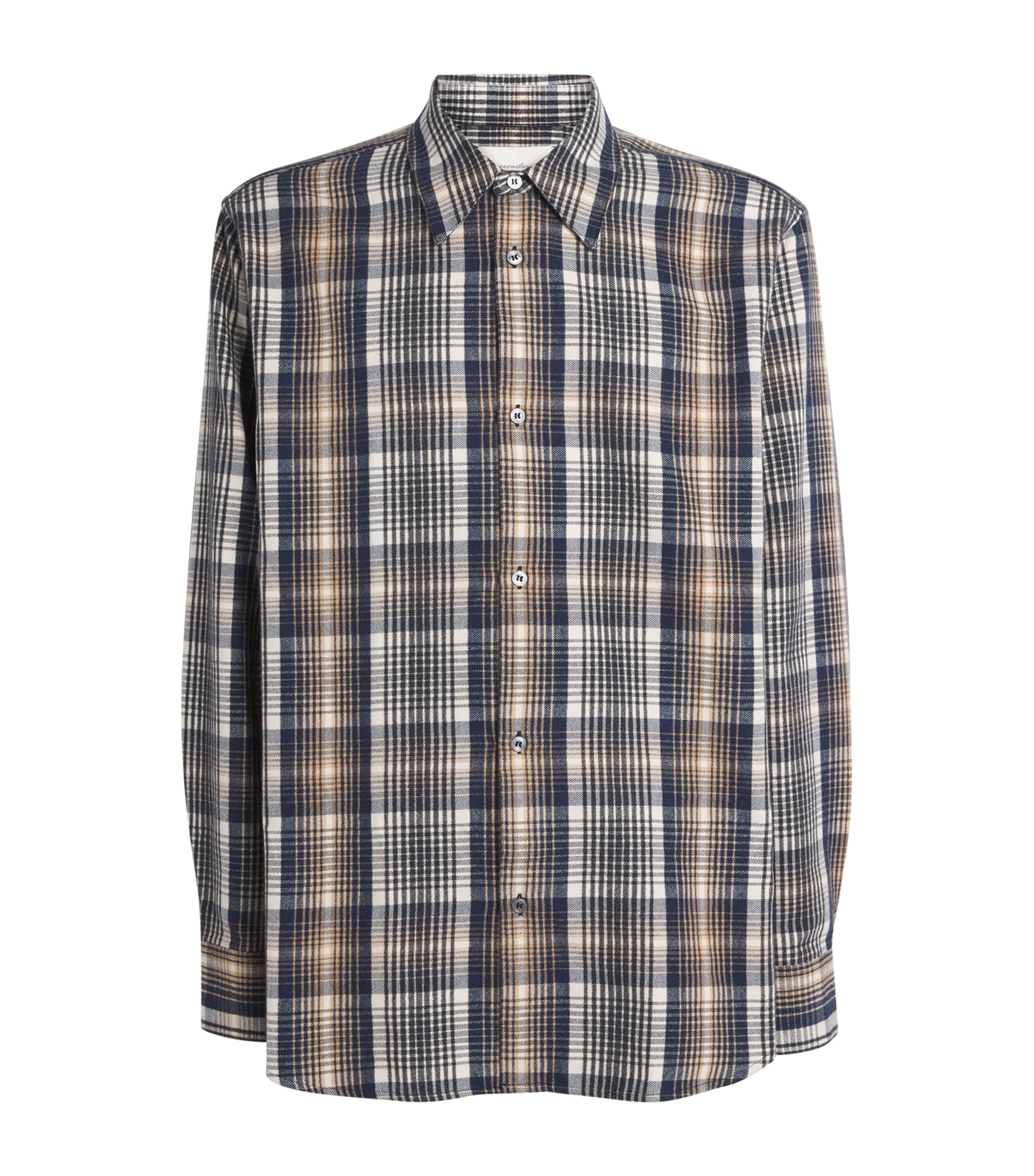x Aaron Levine Cotton Check View Shirt NAVY / OATMEAL Image 1