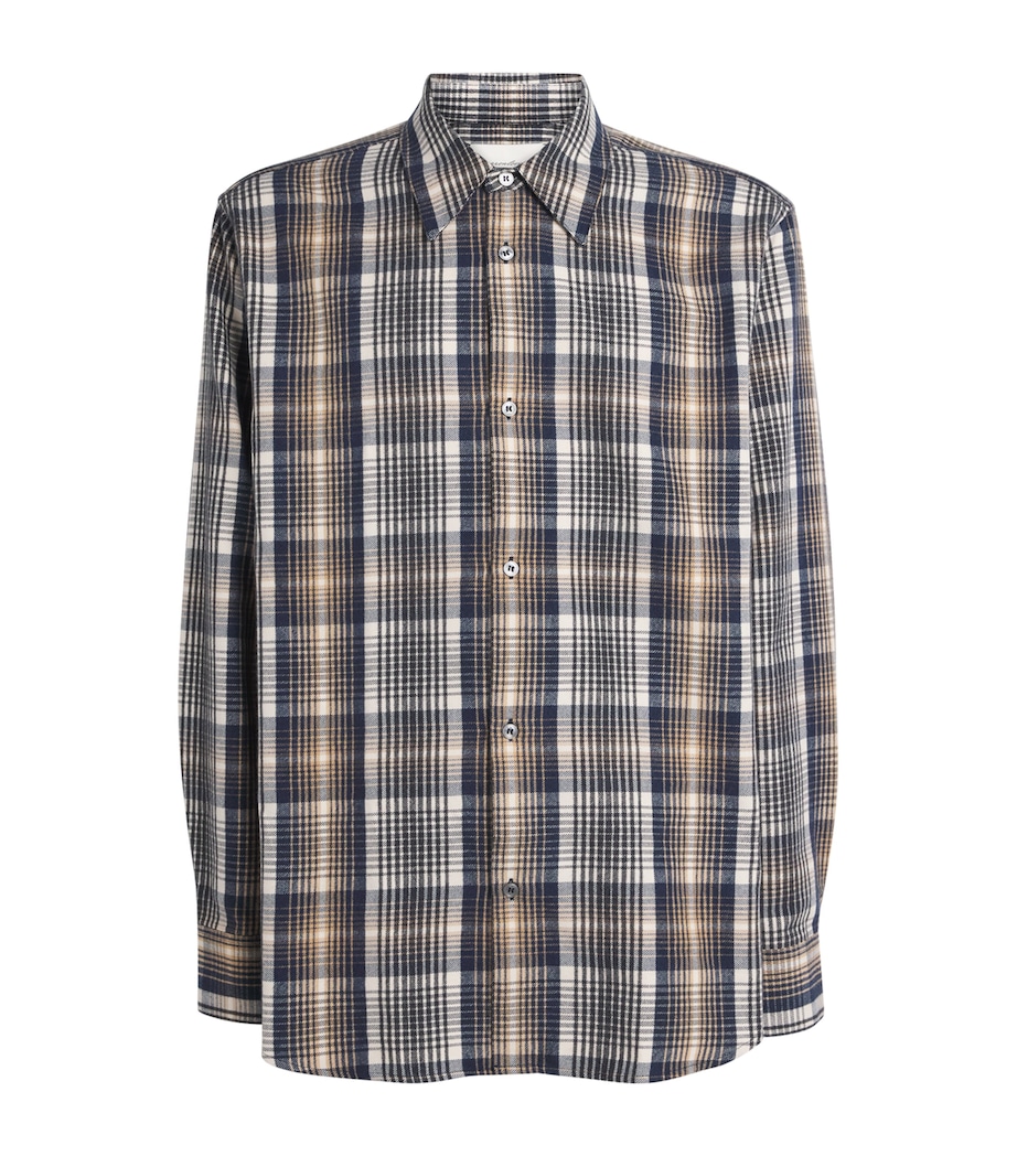 x Aaron Levine Cotton Check View Shirt NAVY / OATMEAL Image 1