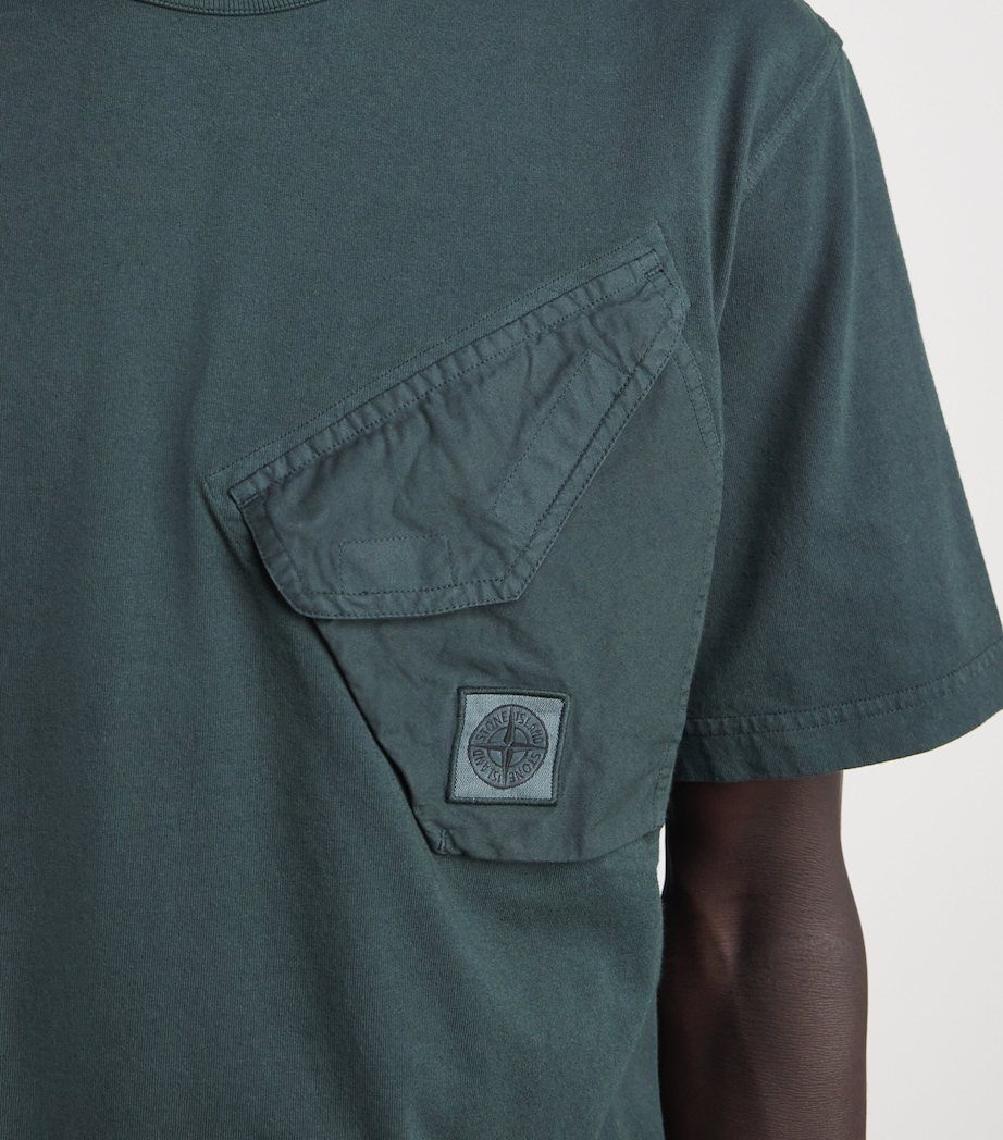 Stone Island Mens Cotton Compass Pocket T-Shirt Image 3