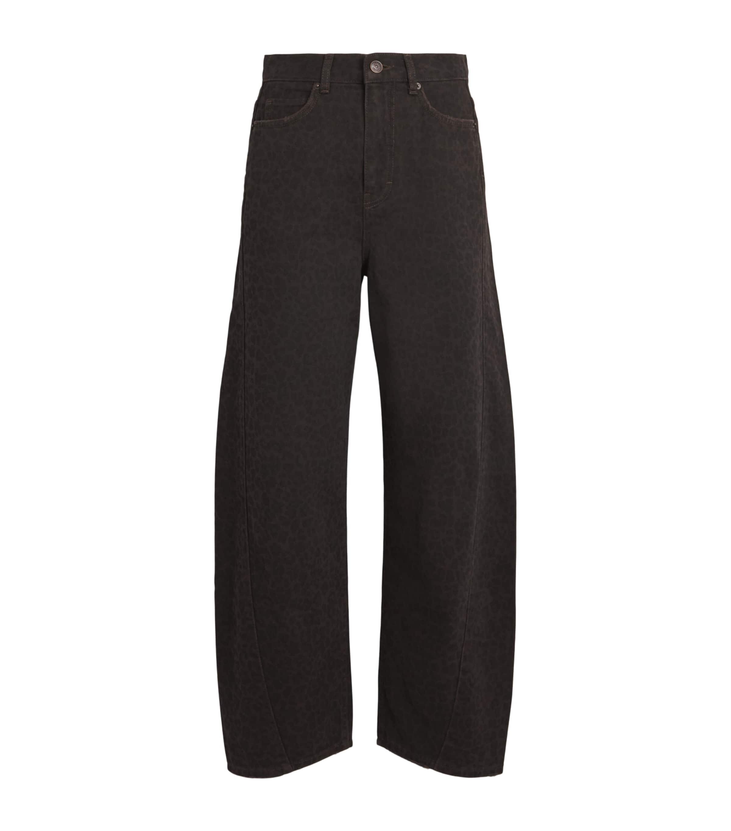 ME+EM Womens Leopard Engineered Barrel Jeans Brown Multi Image 1