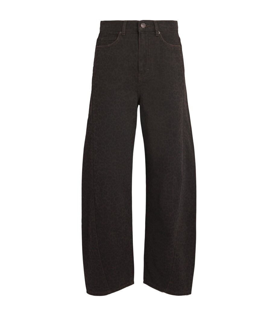 ME+EM Womens Leopard Engineered Barrel Jeans Brown Multi Image 1