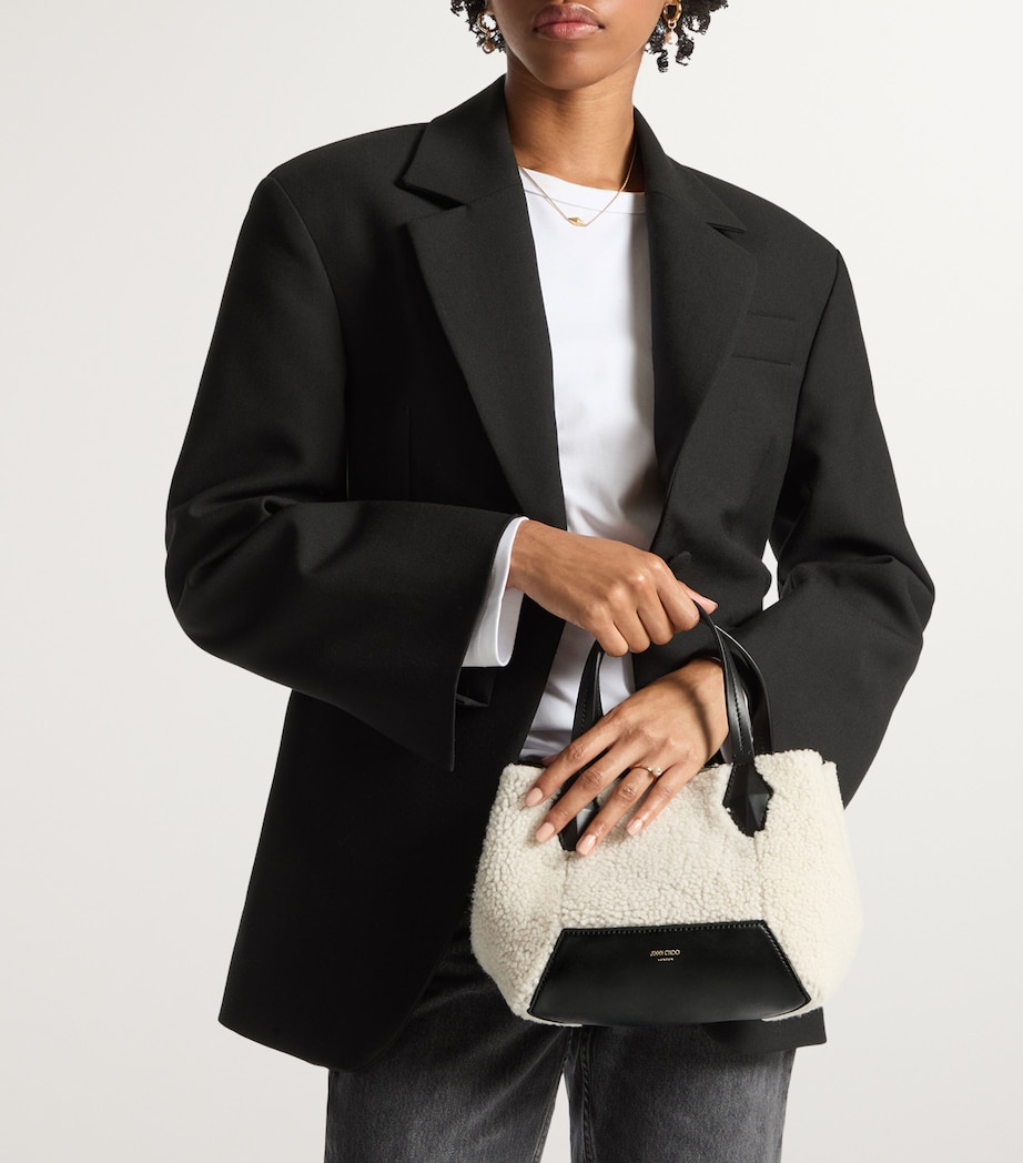 Diamond Small Shearling Tote Bag NATURAL Image 7