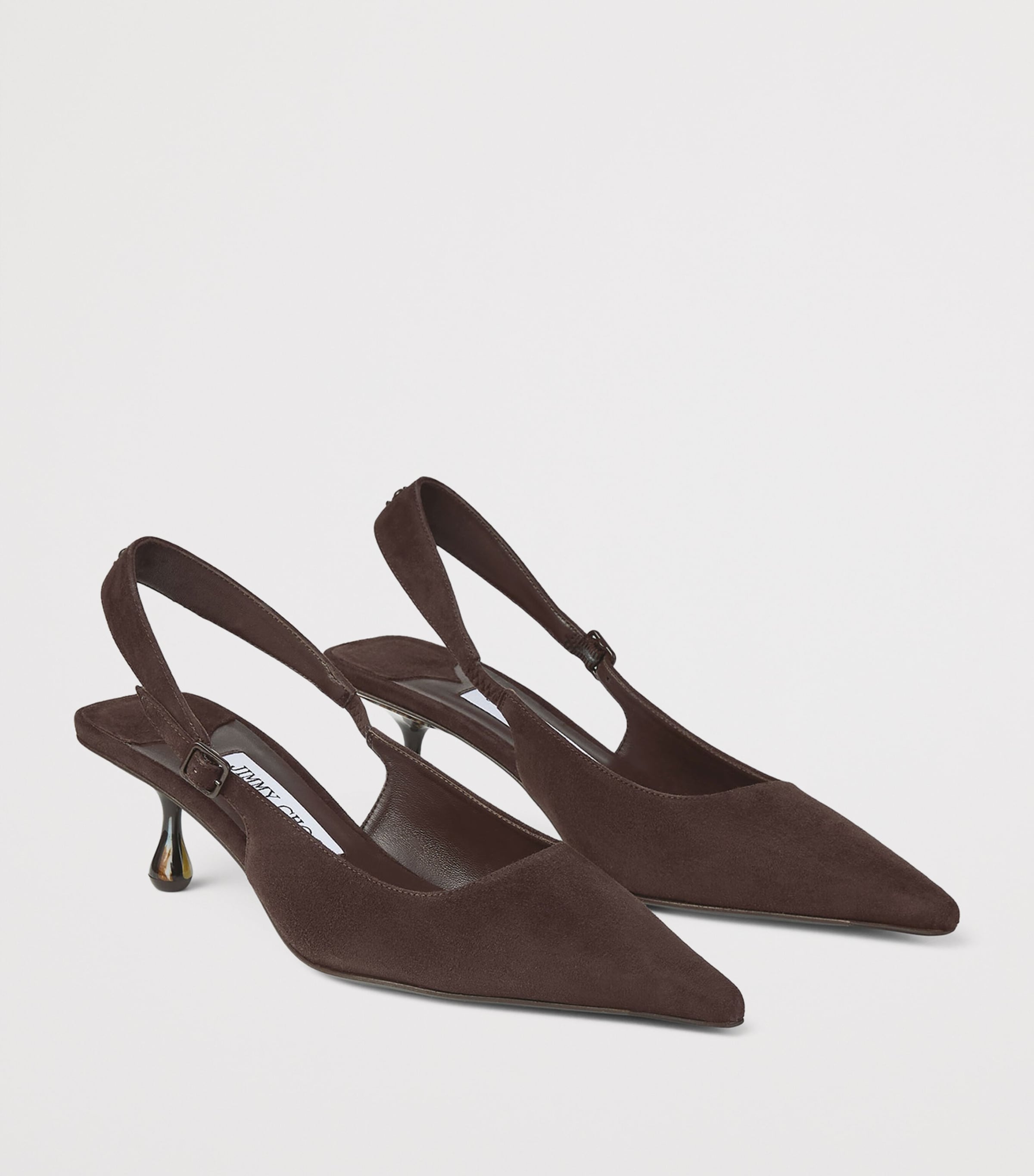 Jimmy Choo Amel 50 Leather Slingback Pumps Chocolate Image 3
