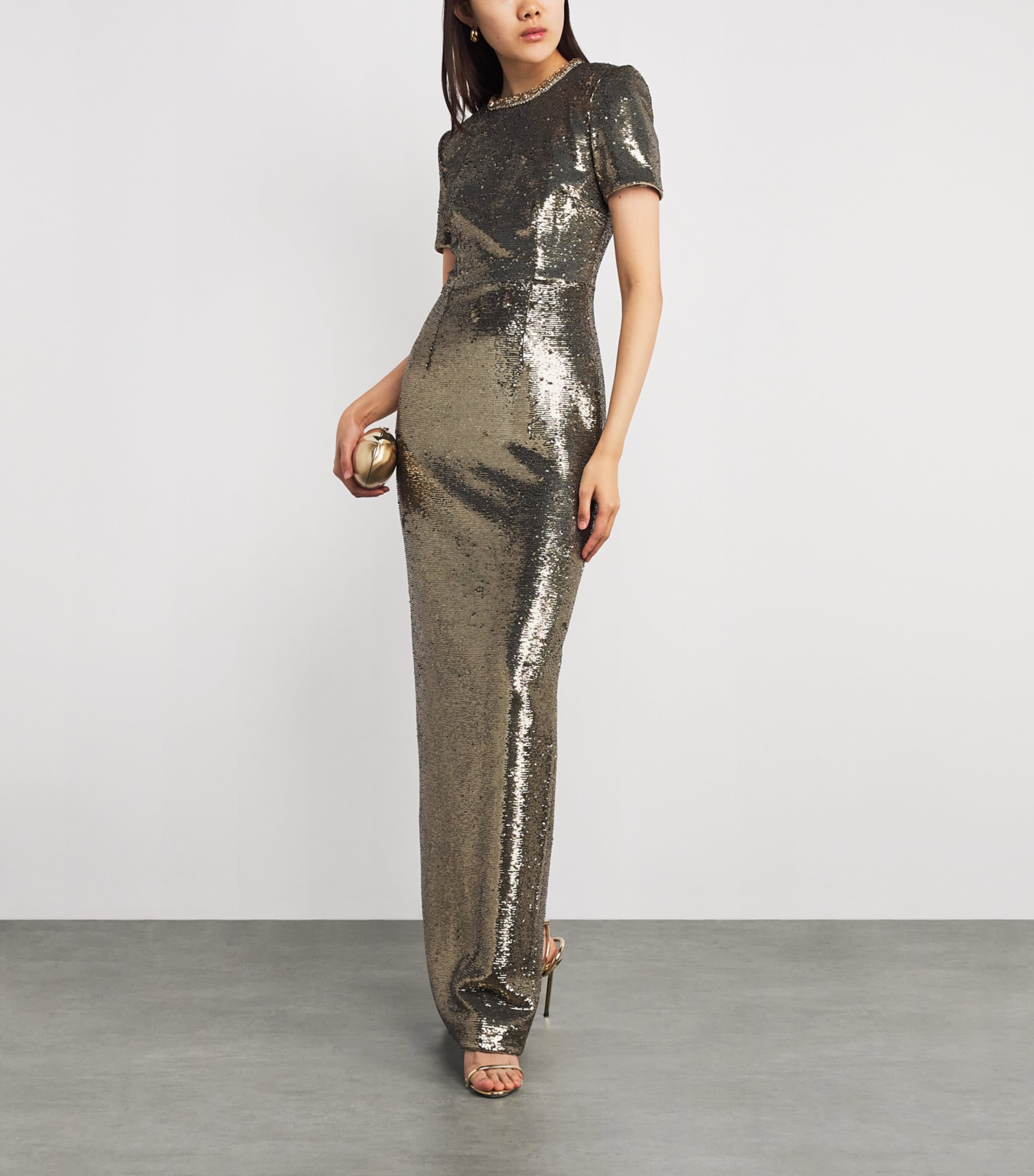 Sequin Crystal-Embellished Gown GOLD Image 2