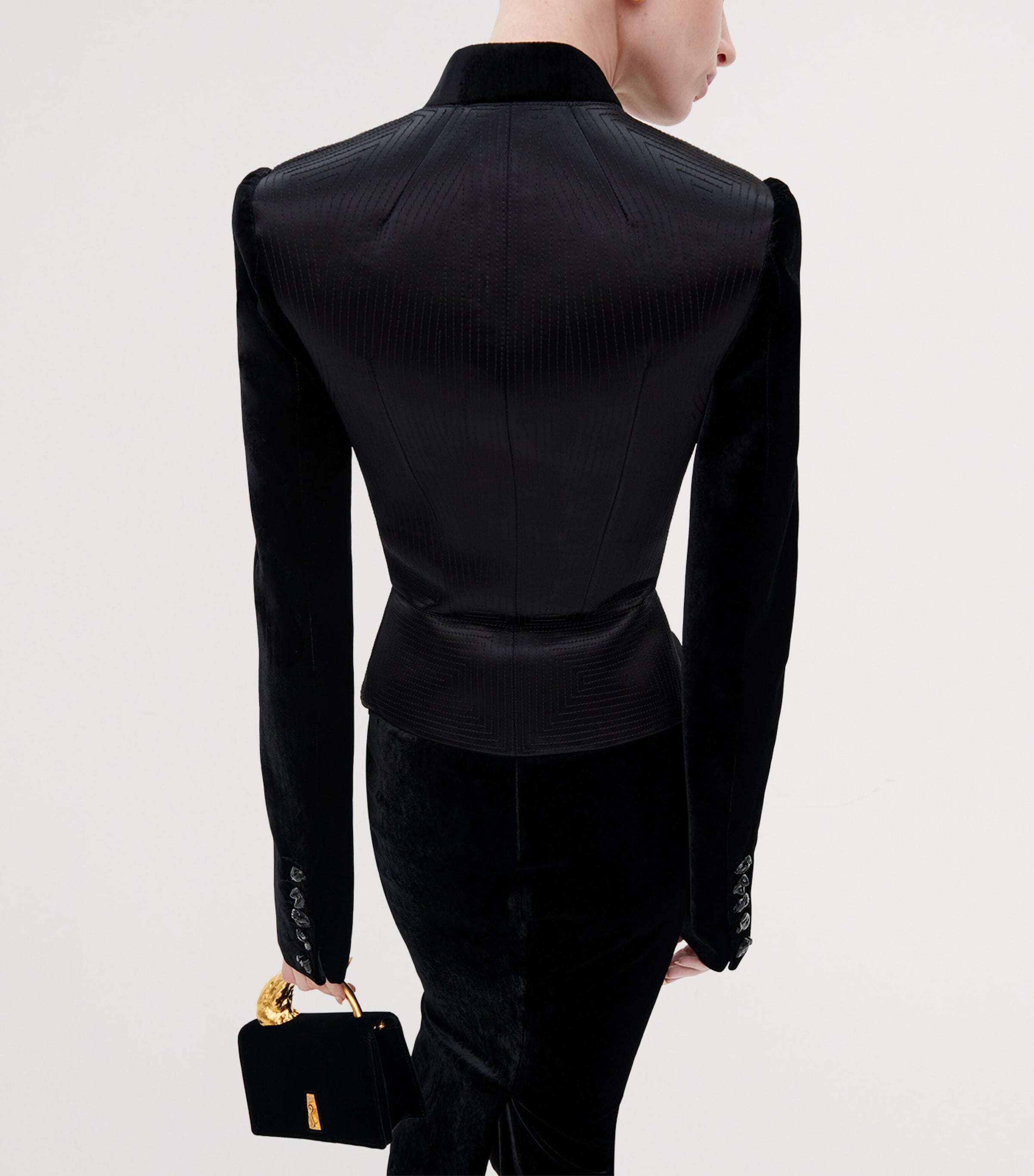 Schiaparelli Womens Satin-Velvet Embroidered Elsa Jacket Black Image 3