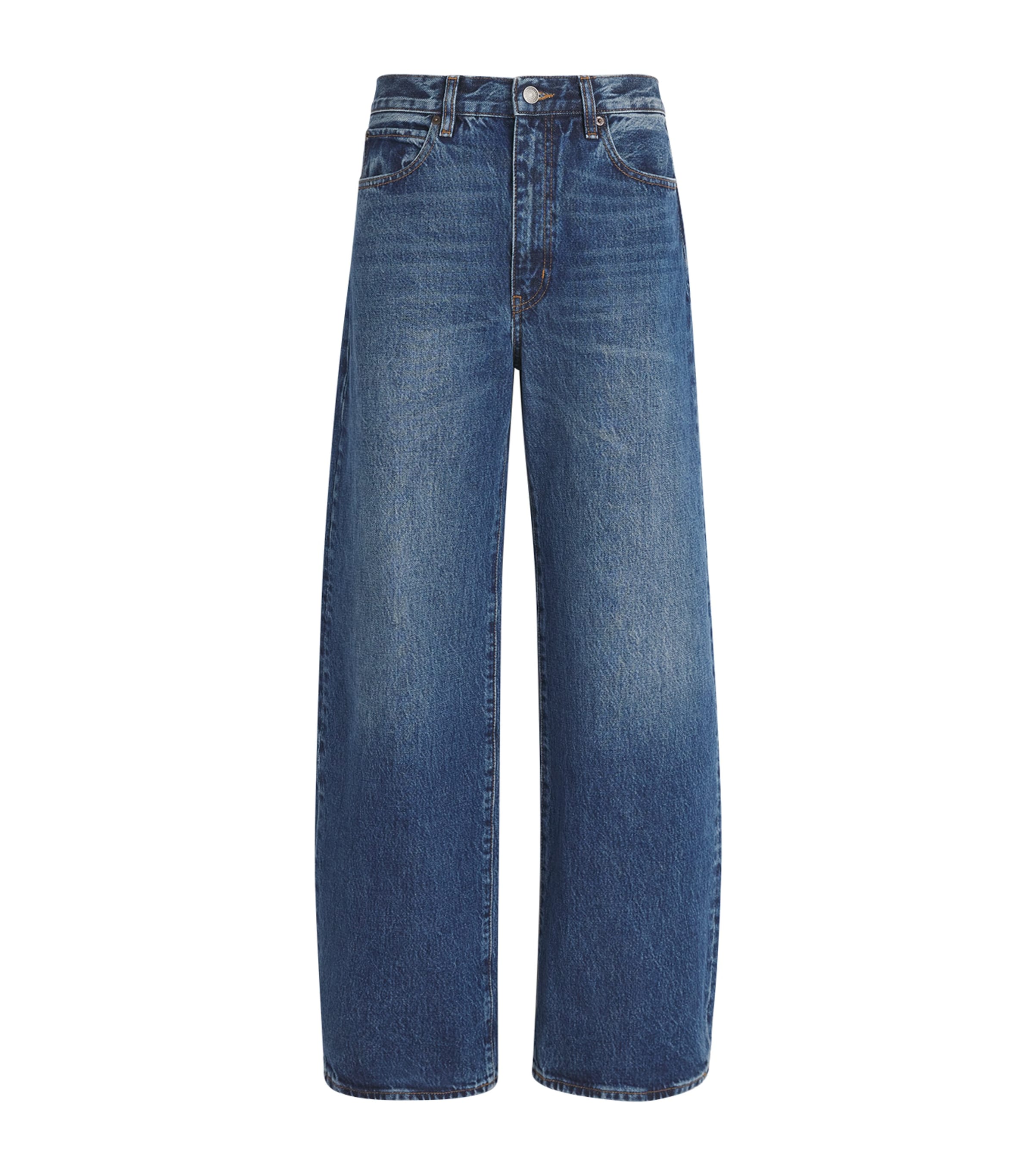 FRAME Womens The Bow High-Rise Barrel-Leg Jeans Obscura Image 1