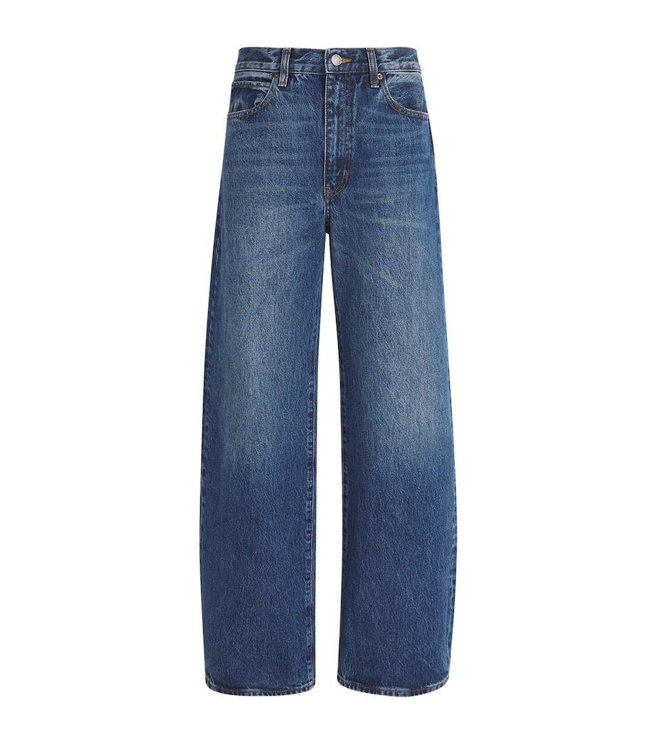 FRAME Womens The Bow High-Rise Barrel-Leg Jeans Obscura Image 1