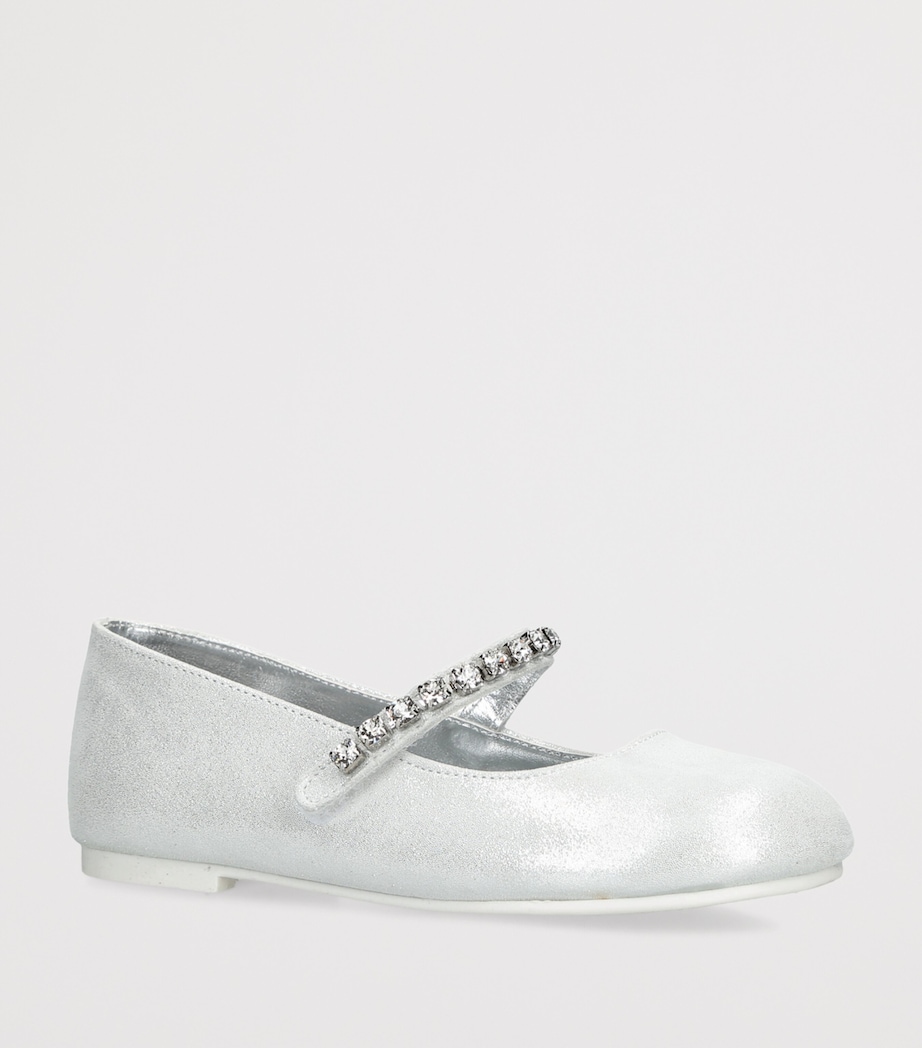 BabyWalker Leather Crystal-Strap Ballet Flats Silver Image 2