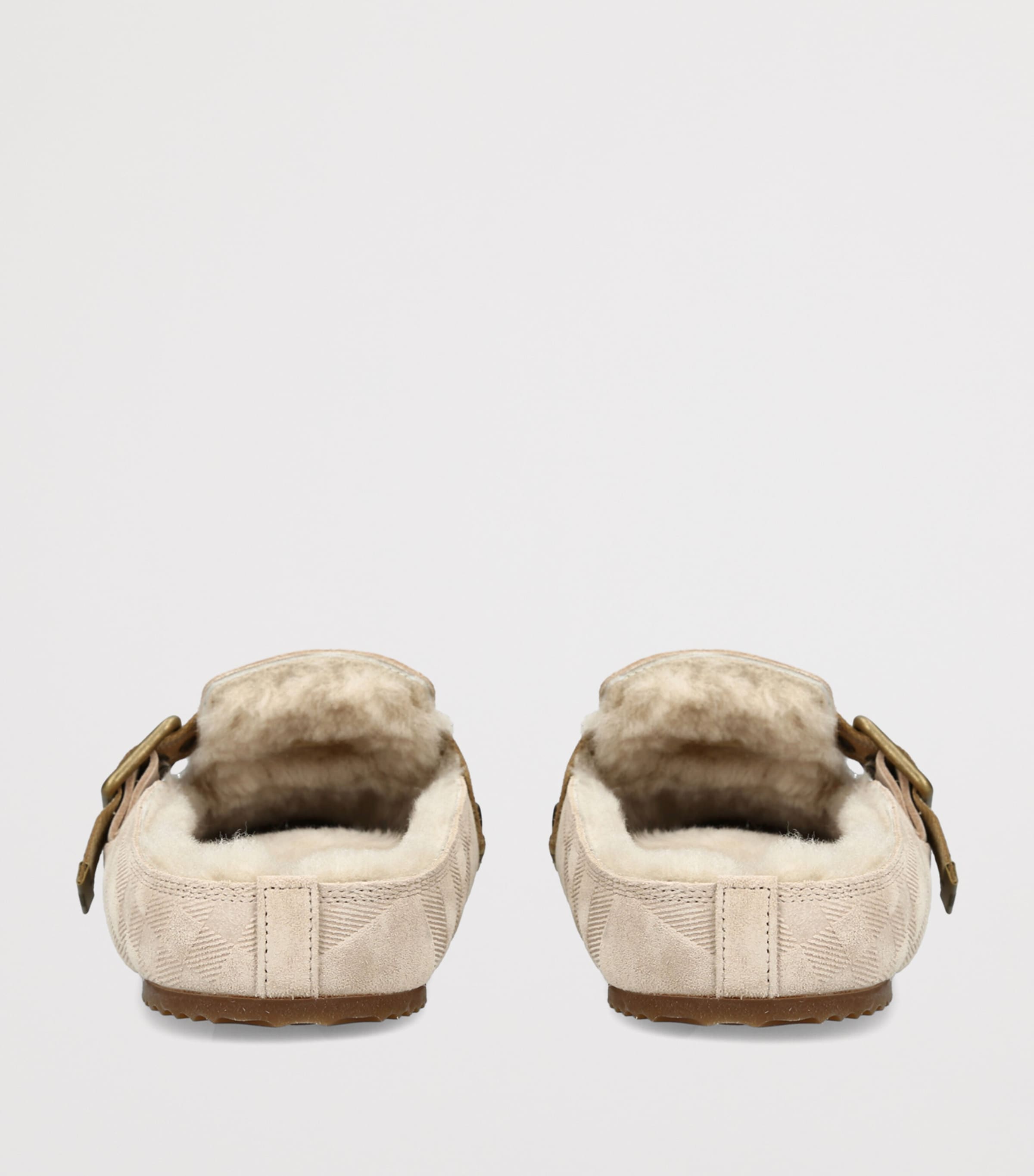 Burberry Suede Check-Trim Urchin Clogs Beige Image 2