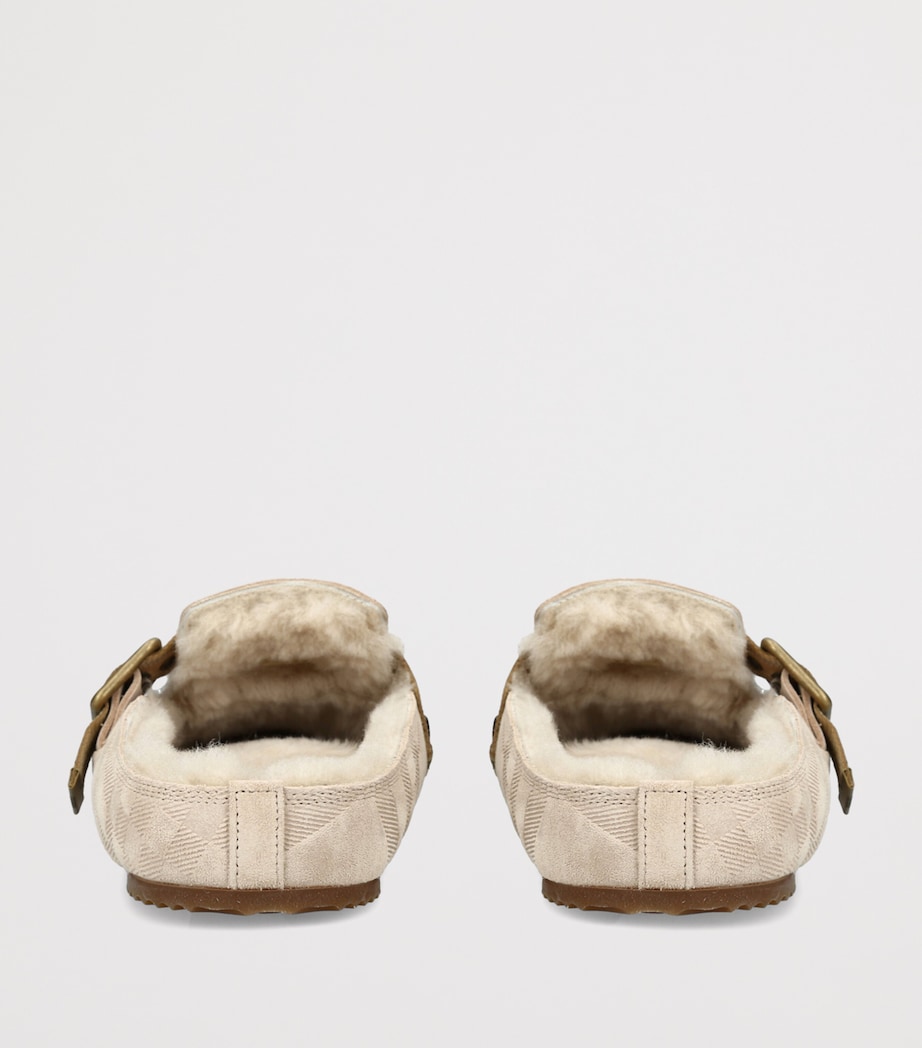 Burberry Suede Check-Trim Urchin Clogs Beige Image 2