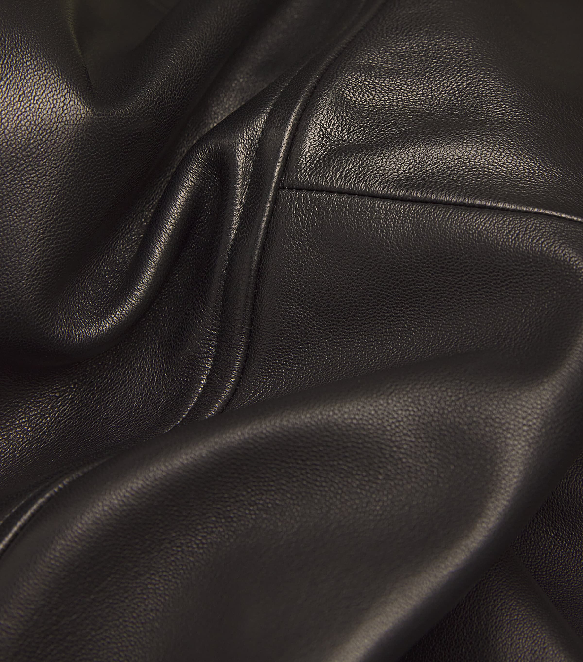 Leather Kelly Bomber Jacket 001 BLACK Image 5