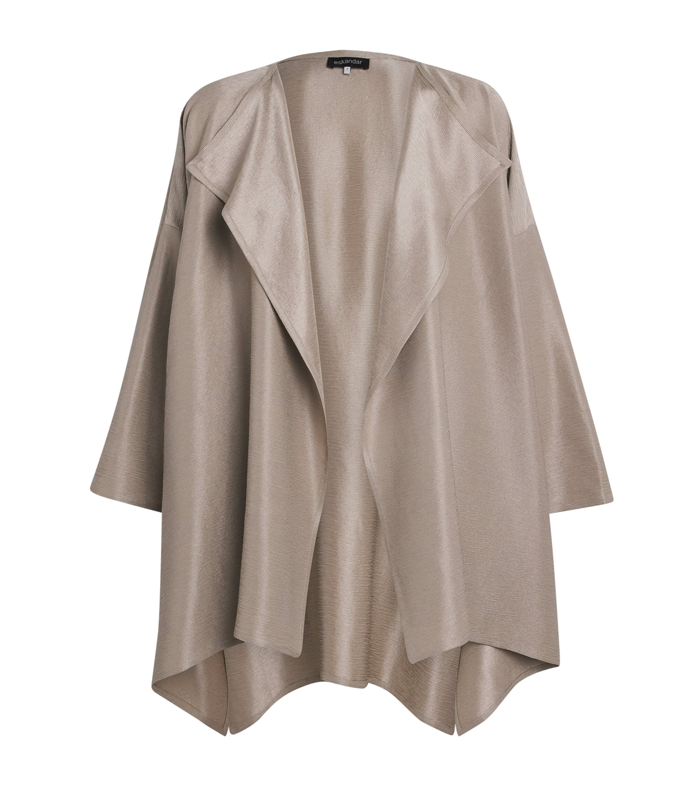 Eskandar Womens Silk Plissé Short Jacket Stone Image 1