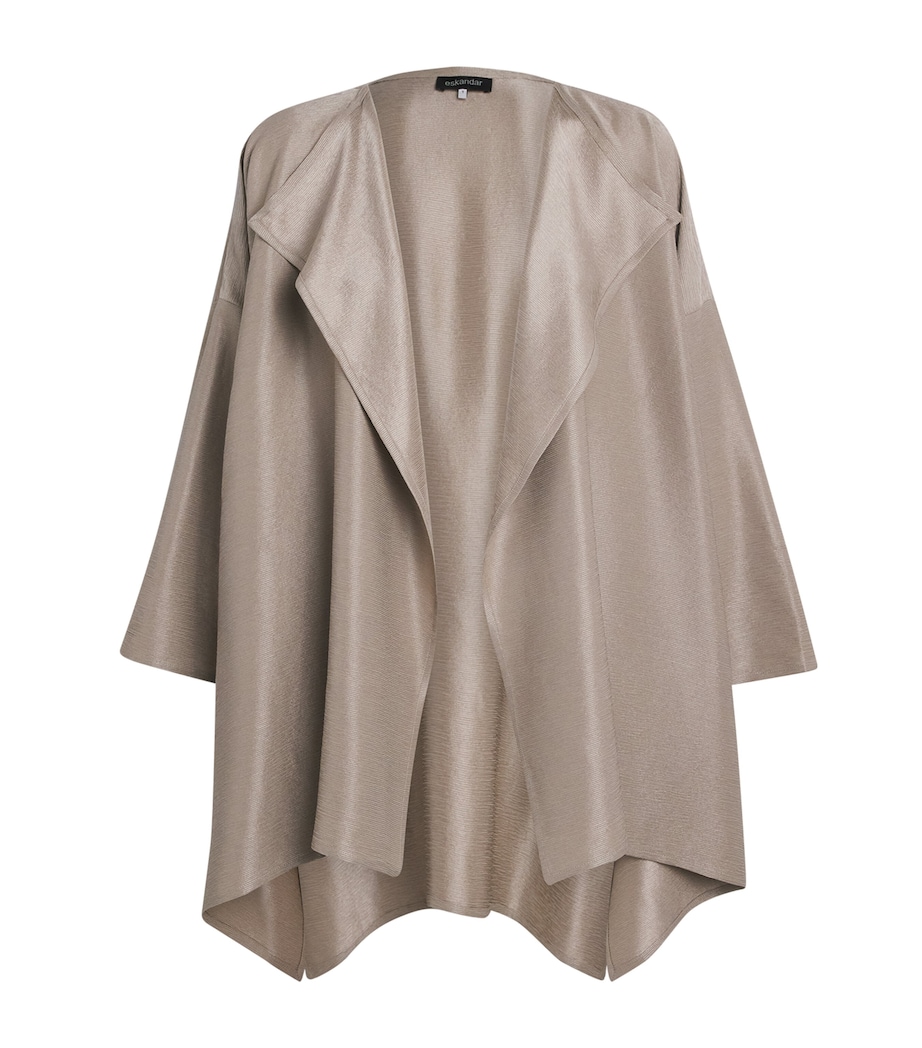 Eskandar Womens Silk Plissé Short Jacket Stone Image 1