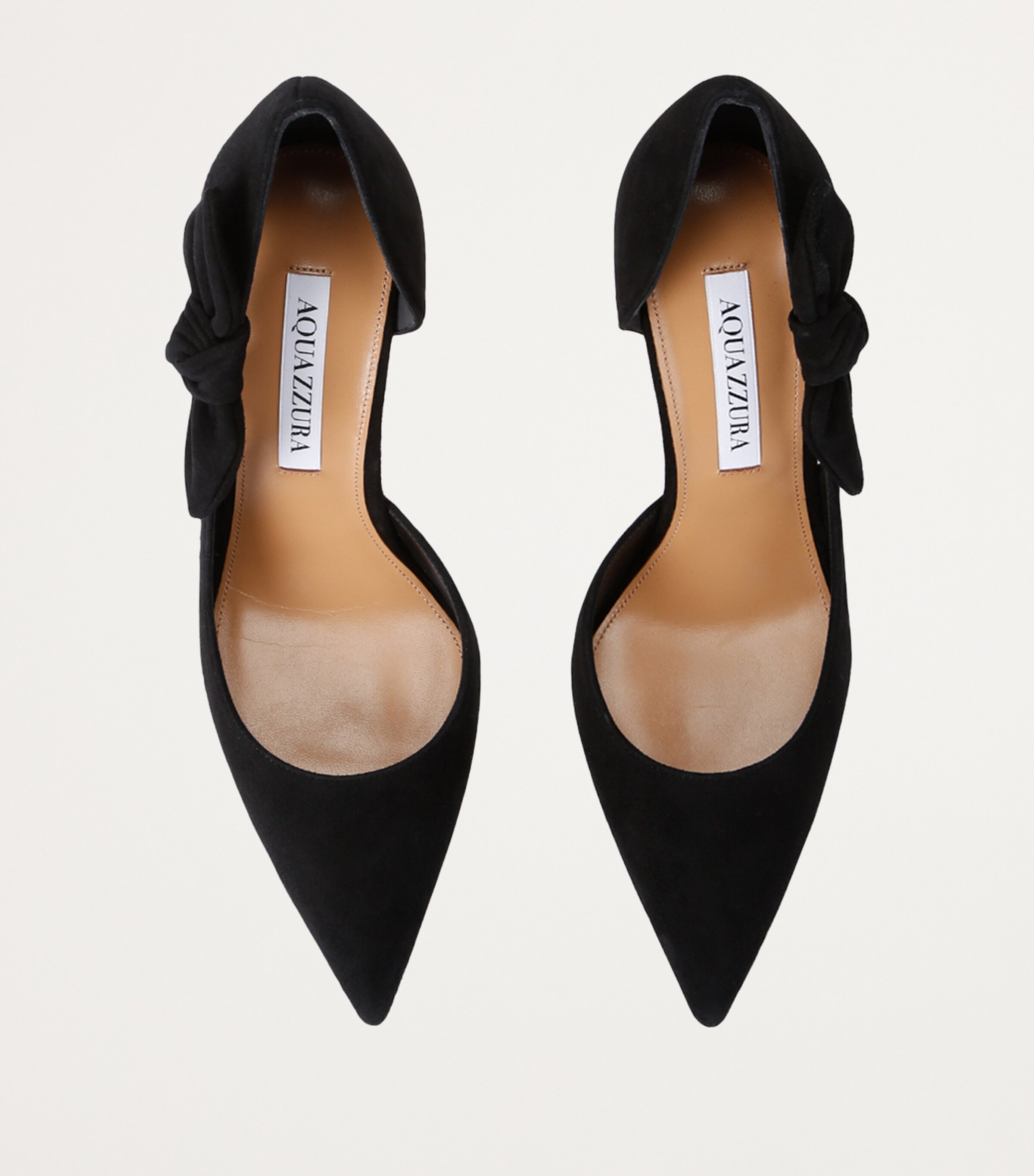 Aquazzura Suede Very Bow Tie Pumps 105 Black Image 4