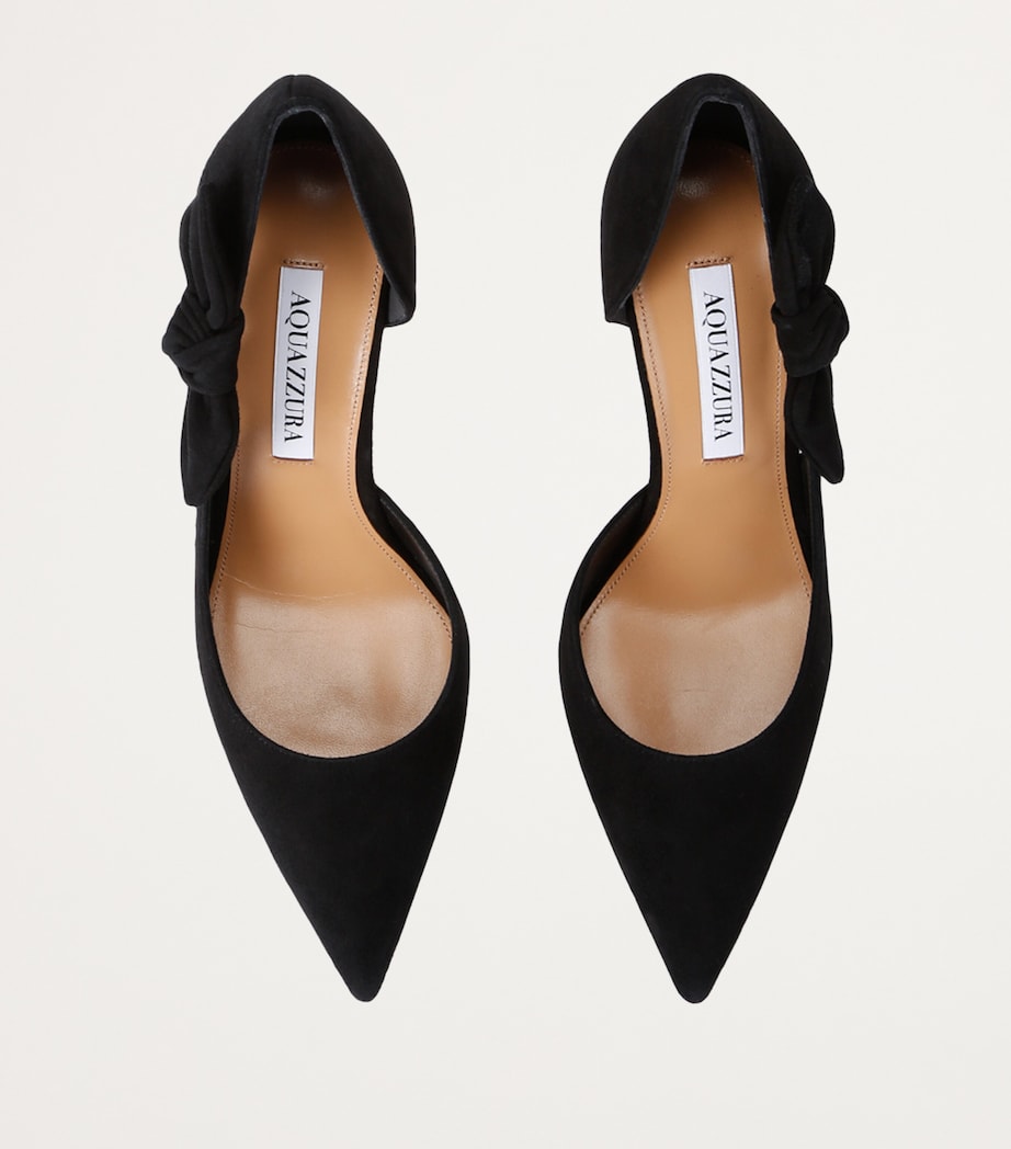 Aquazzura Suede Very Bow Tie Pumps 105 Black Image 4