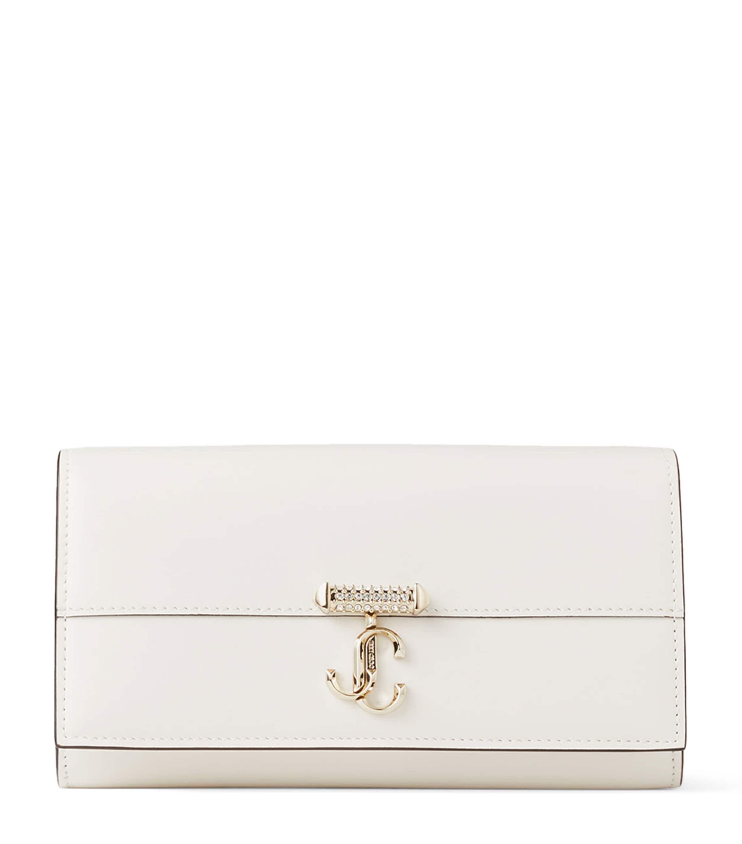 Jimmy Choo Leather Varenne Chain Wallet In White