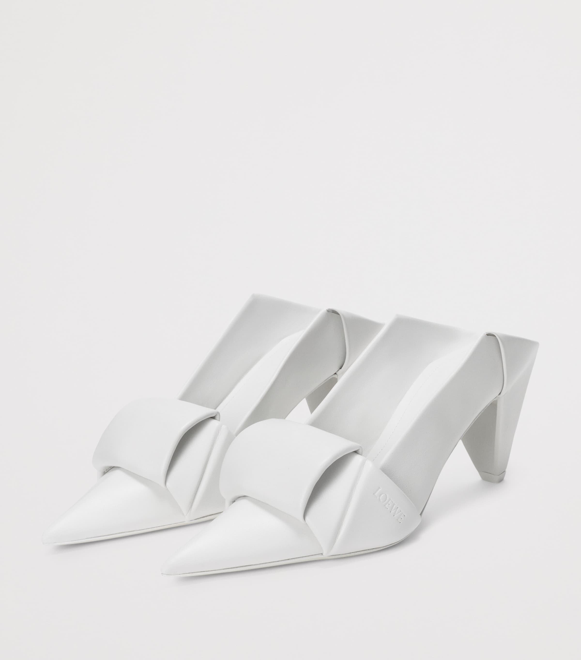LOEWE Lambskin Origami Heeled Mules 70 Optic White Image 3