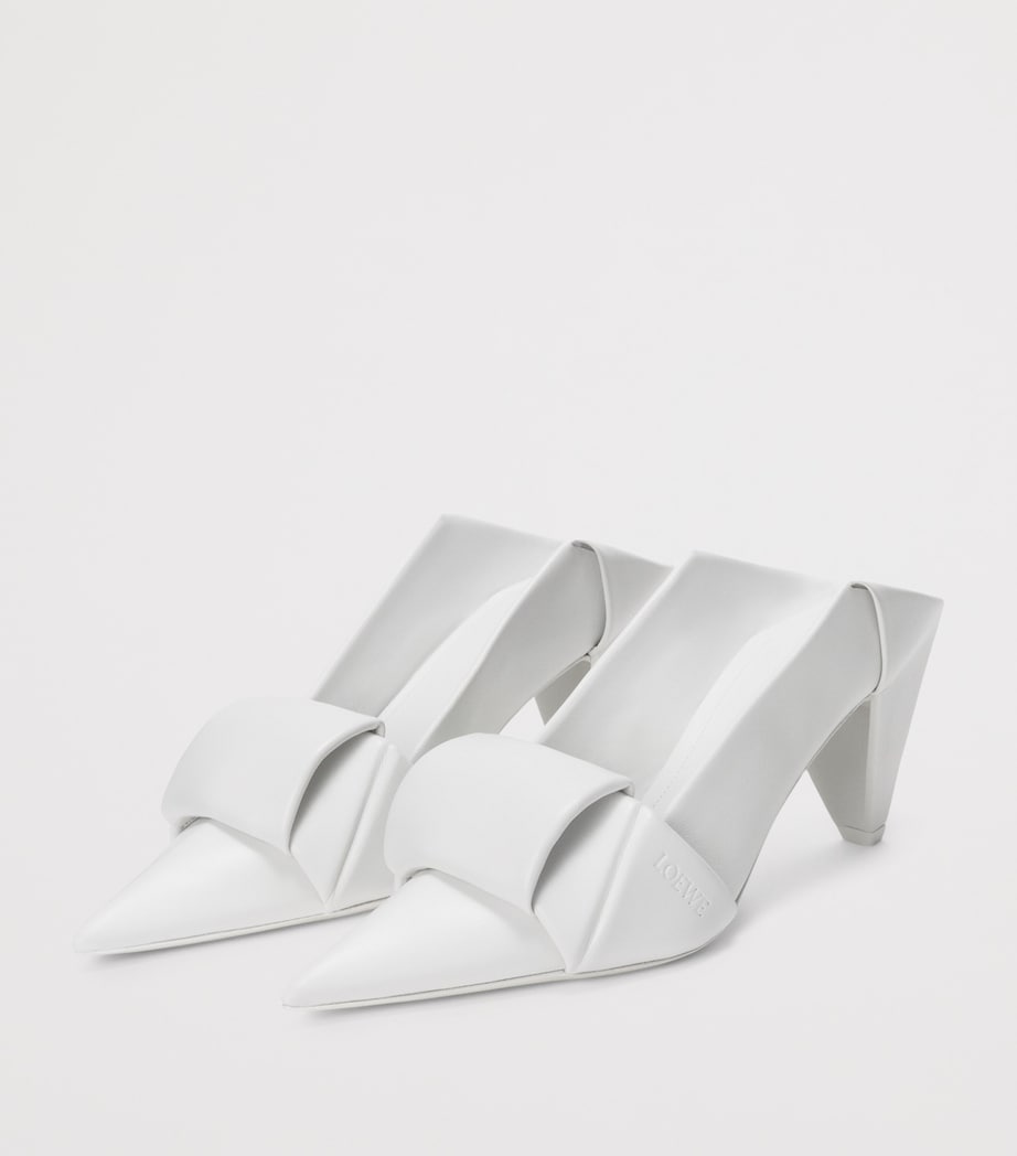 LOEWE Lambskin Origami Heeled Mules 70 Optic White Image 3