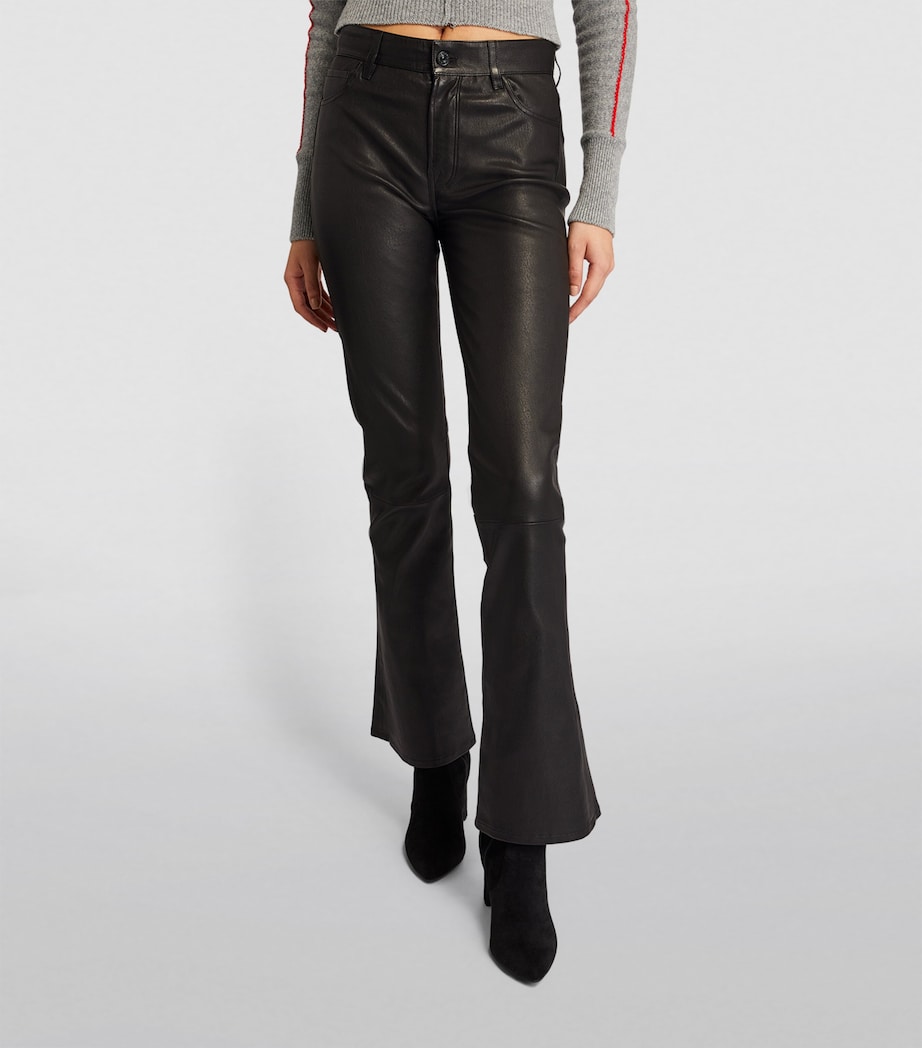 Leather Low-Rise Bootcut Jeans BLACK Image 3