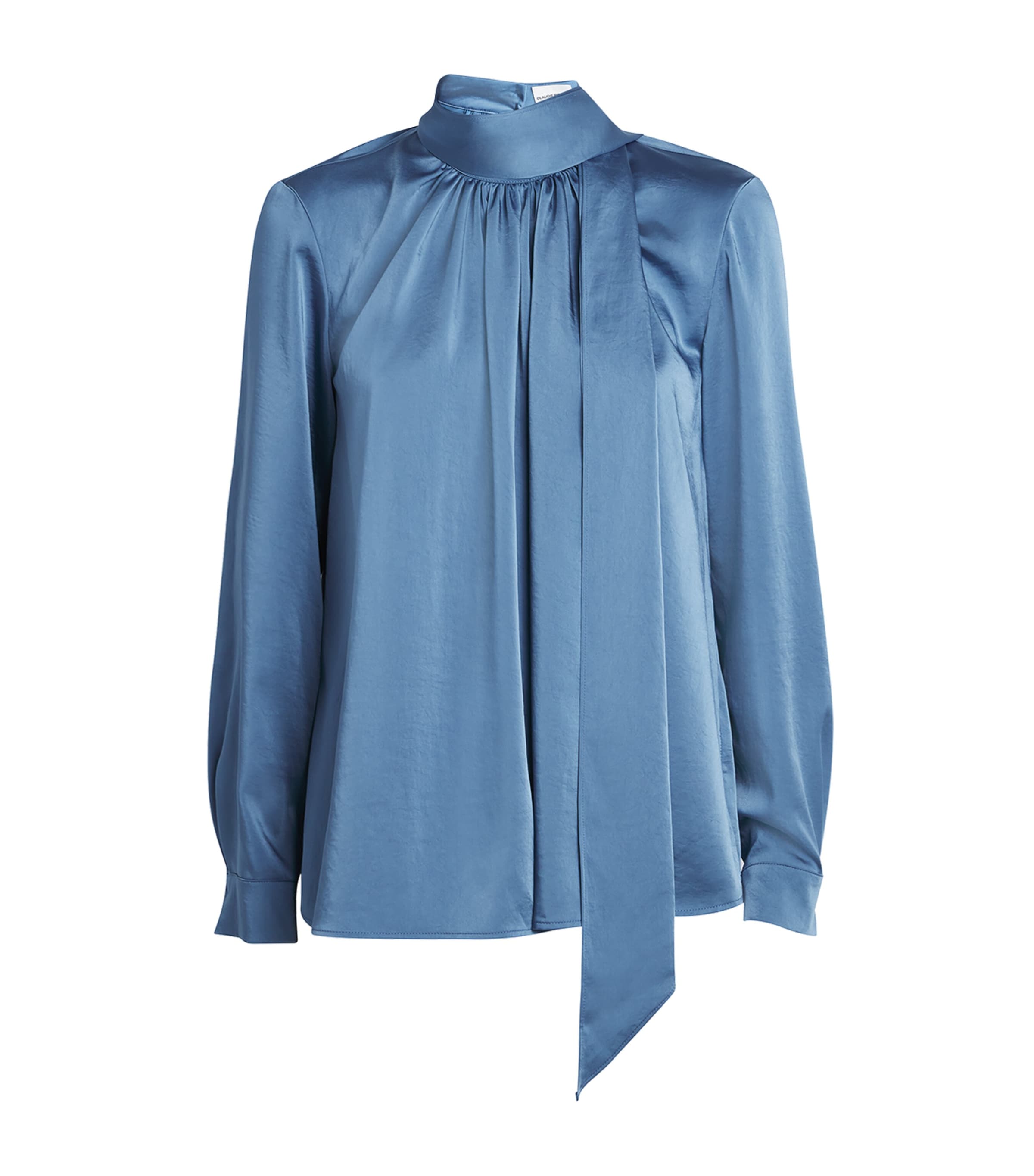 Claudie Pierlot Satin Tie-collar Blouse In Blue