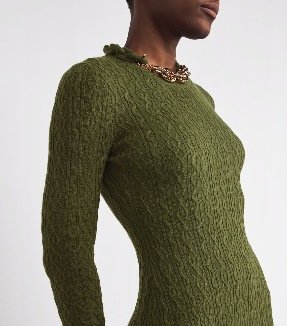 Wool-Blend Embellished Midi Dress P303 KAKI Image 6