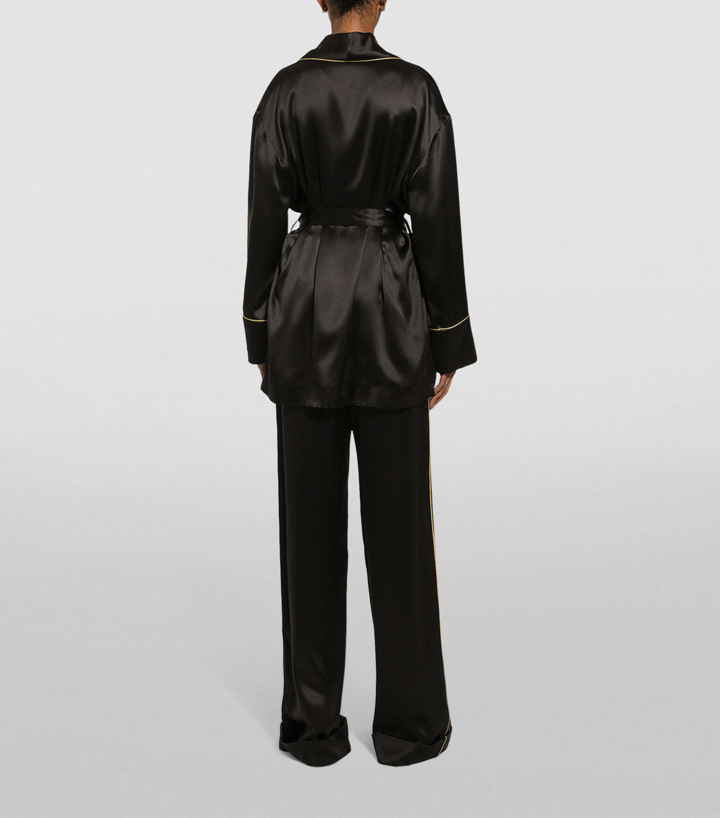 Silk Belted Robe N0000-BLACK Image 5